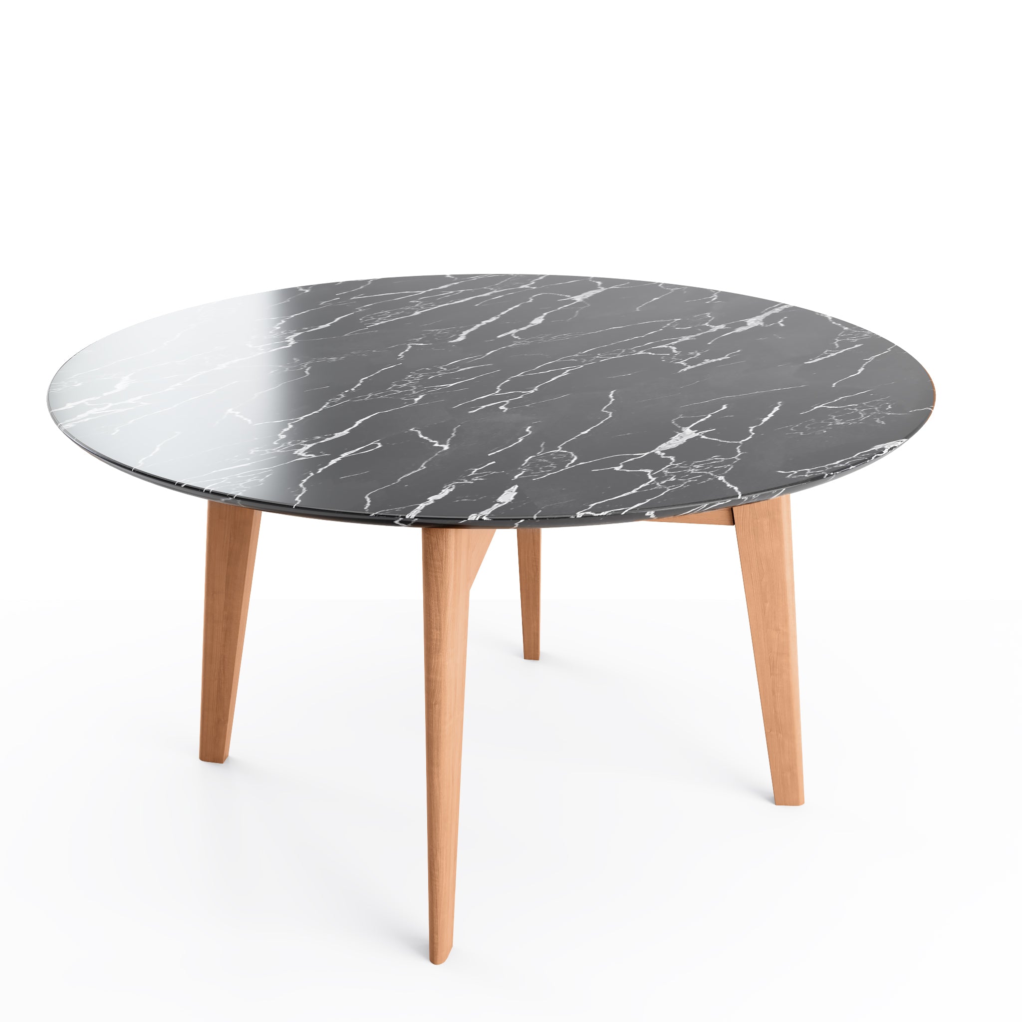  Abrey Dining Table with Marble Top in Walnut and Matt Black Finish、mySite、sugarbowlscore