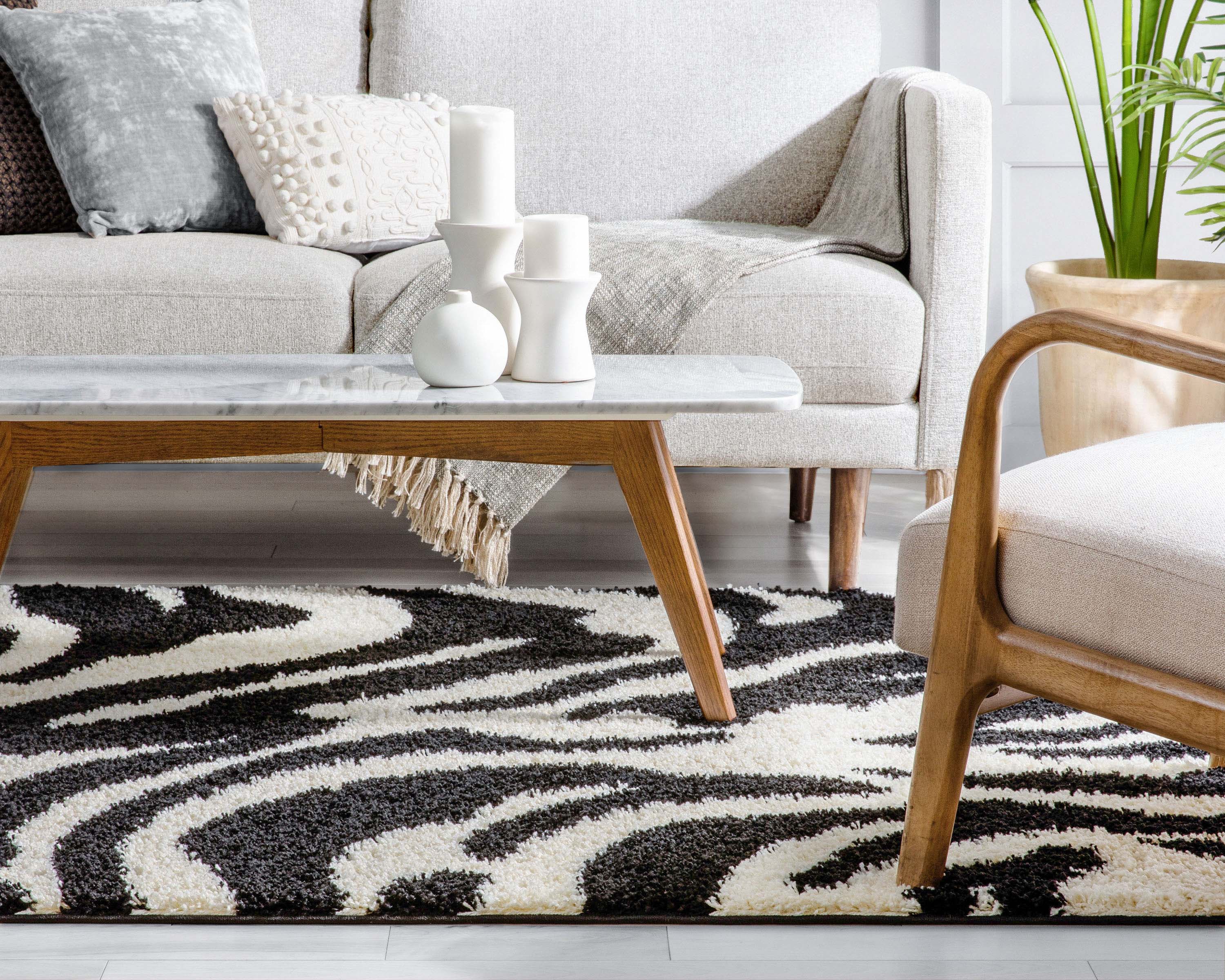 Safari Zebra Black Contemporary Shag Rug、mySite、gigharbornorthrealestate