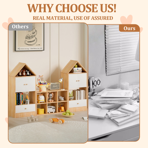 Versatile Children's Bookshelf with House-Shaped Design, Multi-Functional Storage for Books and Toys, Adjustable Placement, Durable Kids Organizer for Playroom or Bedroom Easy Assembly & Safe for Kid、、casual