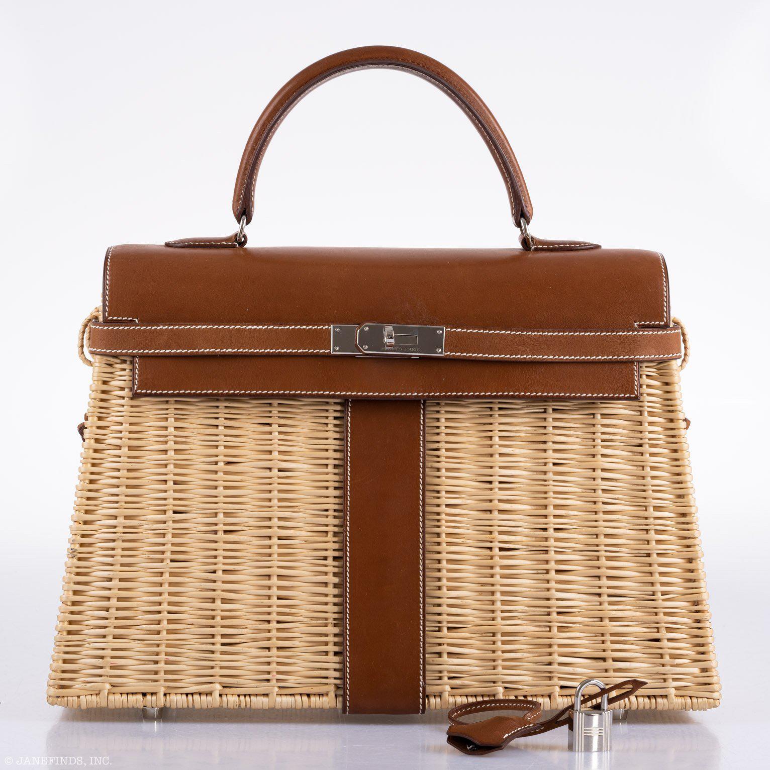 Hermès Kelly 35 Picnic, Wicker & Barenia leather Palladium Hardware、mySite、garminoutage.com