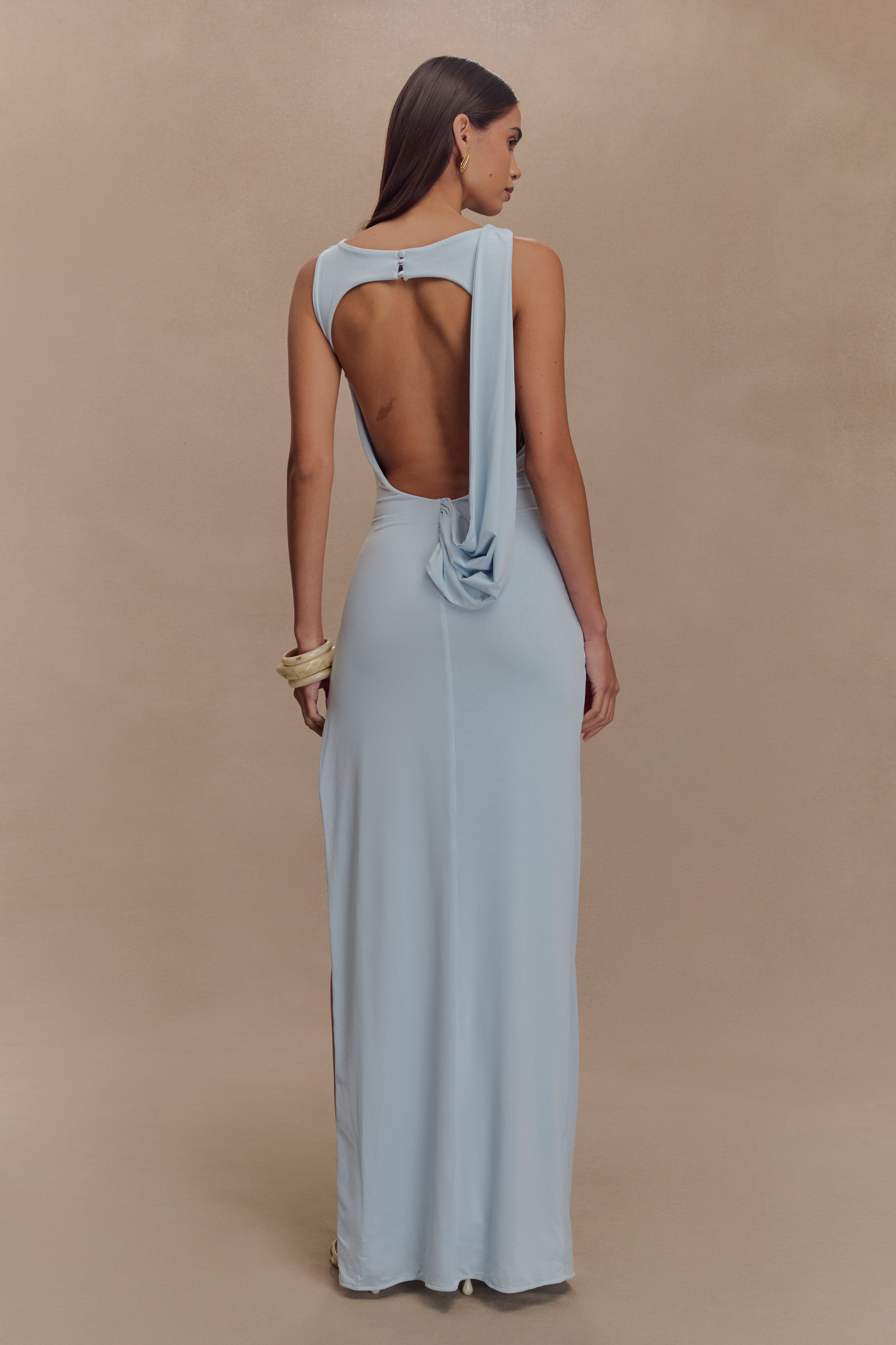Henley Slinky Drape Maxi Dress - Pale Blue、mySite、solidvoid