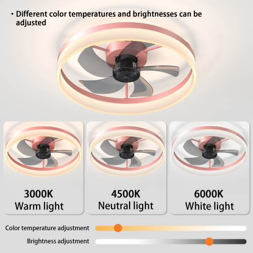 Ceiling Fans with Lights Dimmable LED Embedded installation of thin modern ceiling fans(Rose Gold)、、eastwooduniform