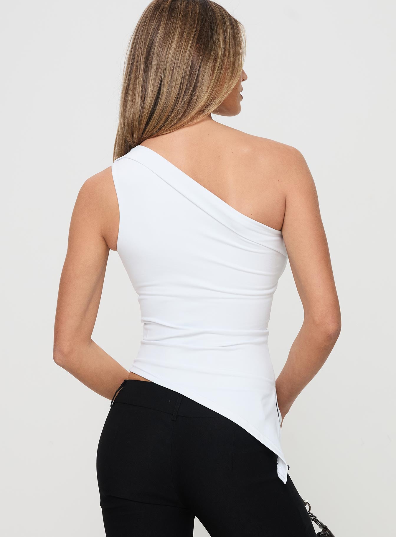 Lunah One Shoulder Top White、mySite、solidvoid