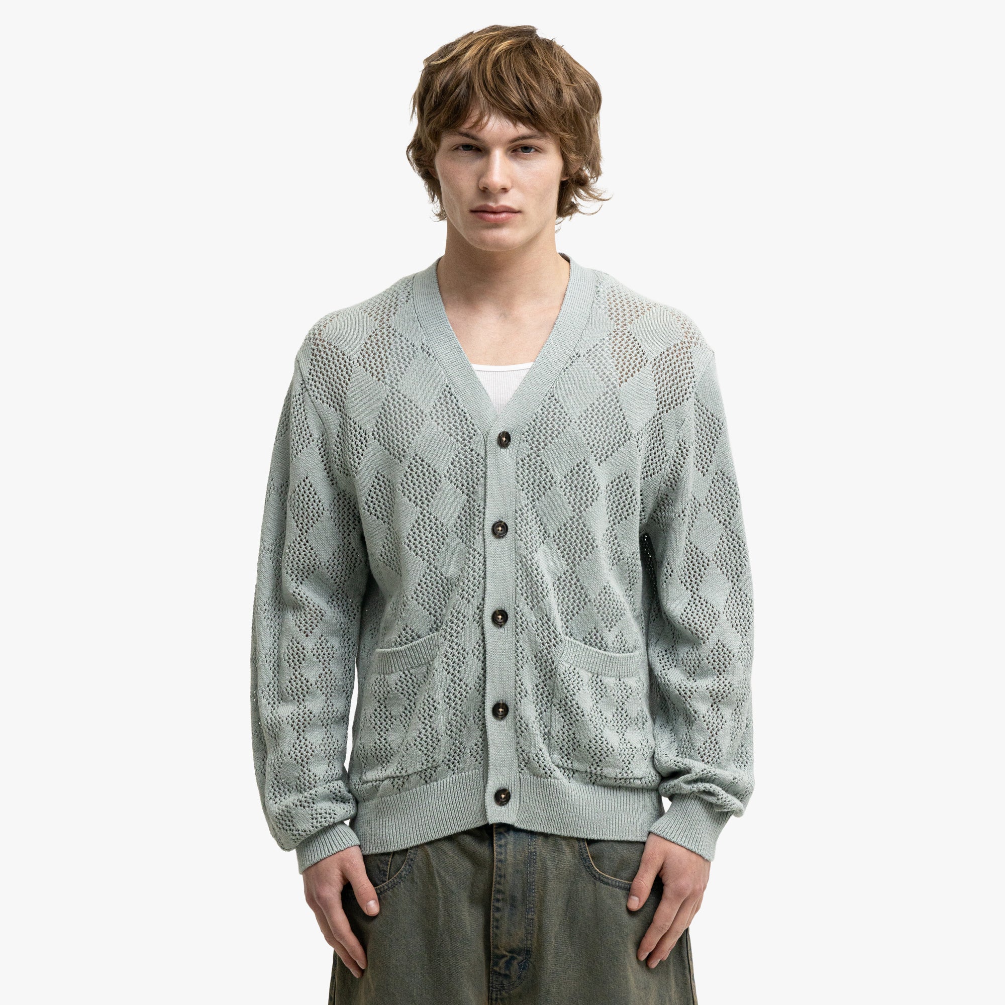  BEAMS PLUS Diamond Mesh Cardigan Sax、mySite、merchandisen