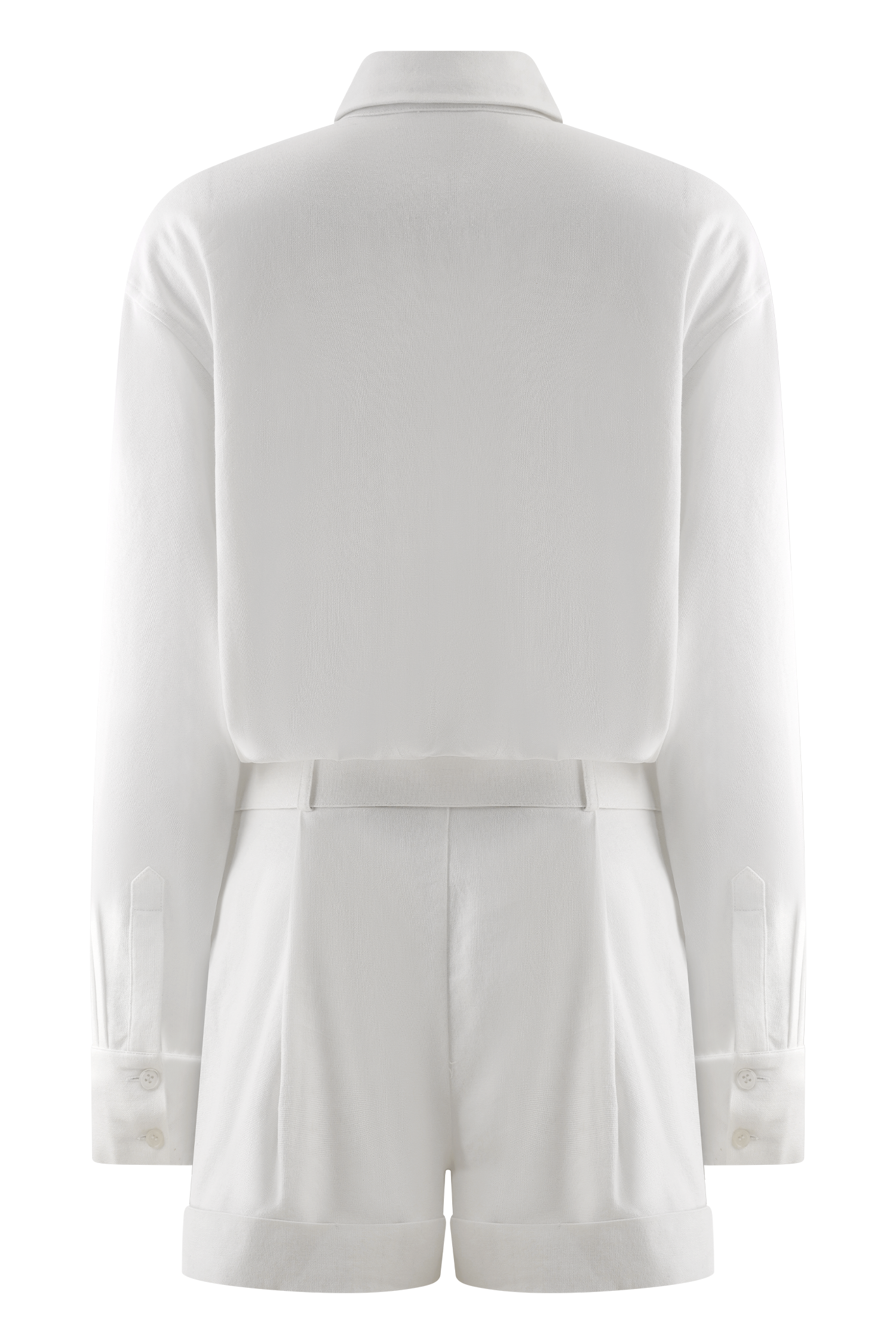 Adia Linen Belted Playsuit - White、mySite、solidvoid