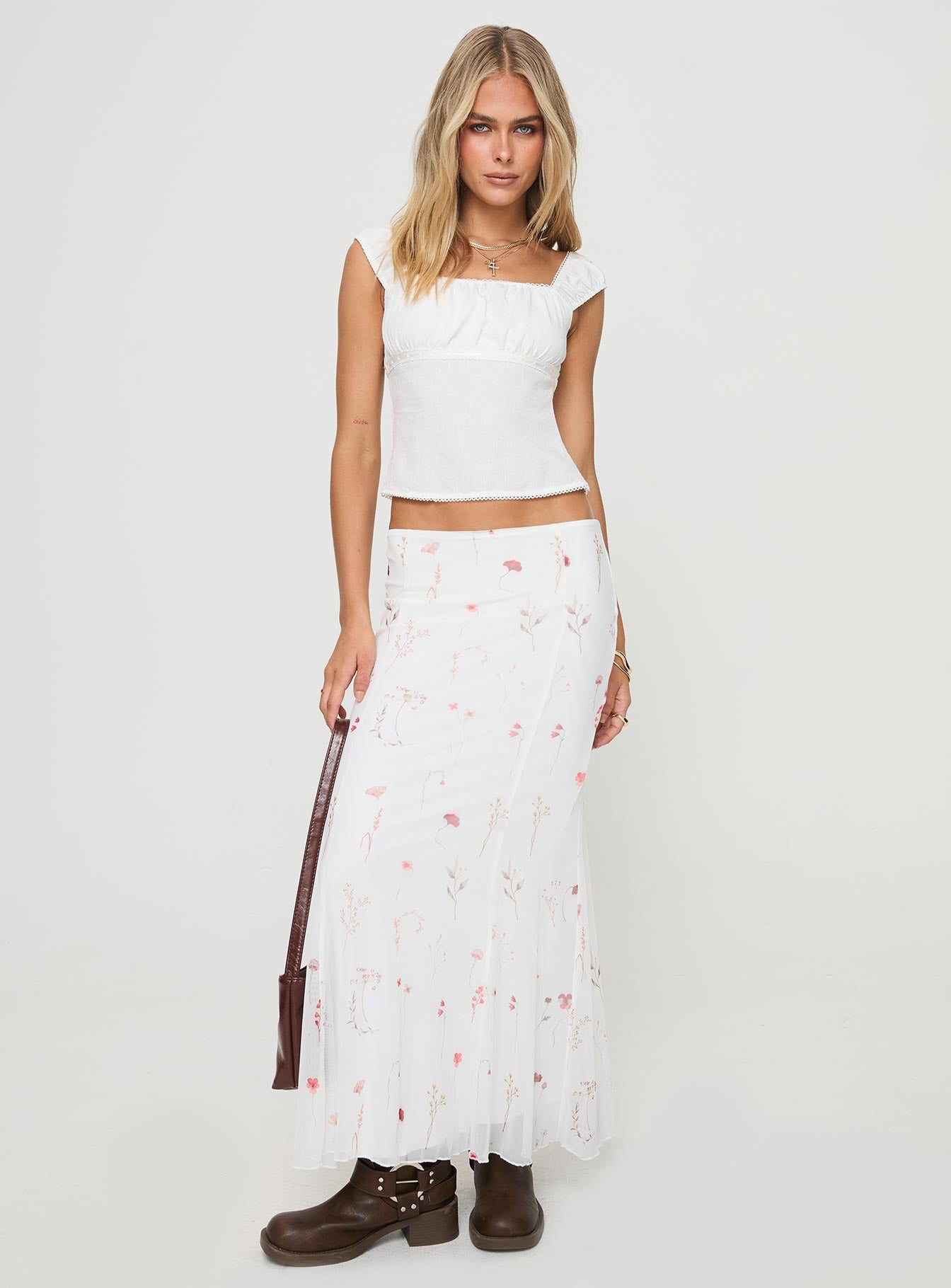 Breezewood Maxi Skirt White、mySite、solidvoid