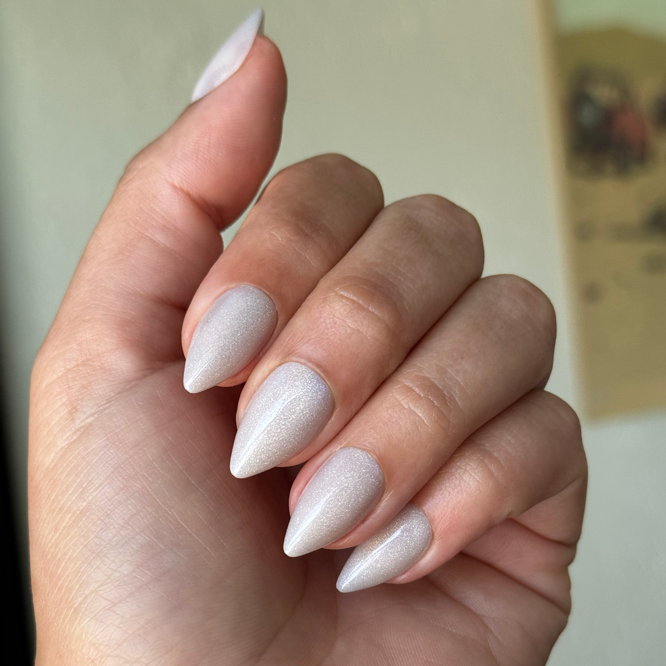 Neutral Iridescent Velvet - Press-On | Medium | Stiletto、mySite、solidvoid