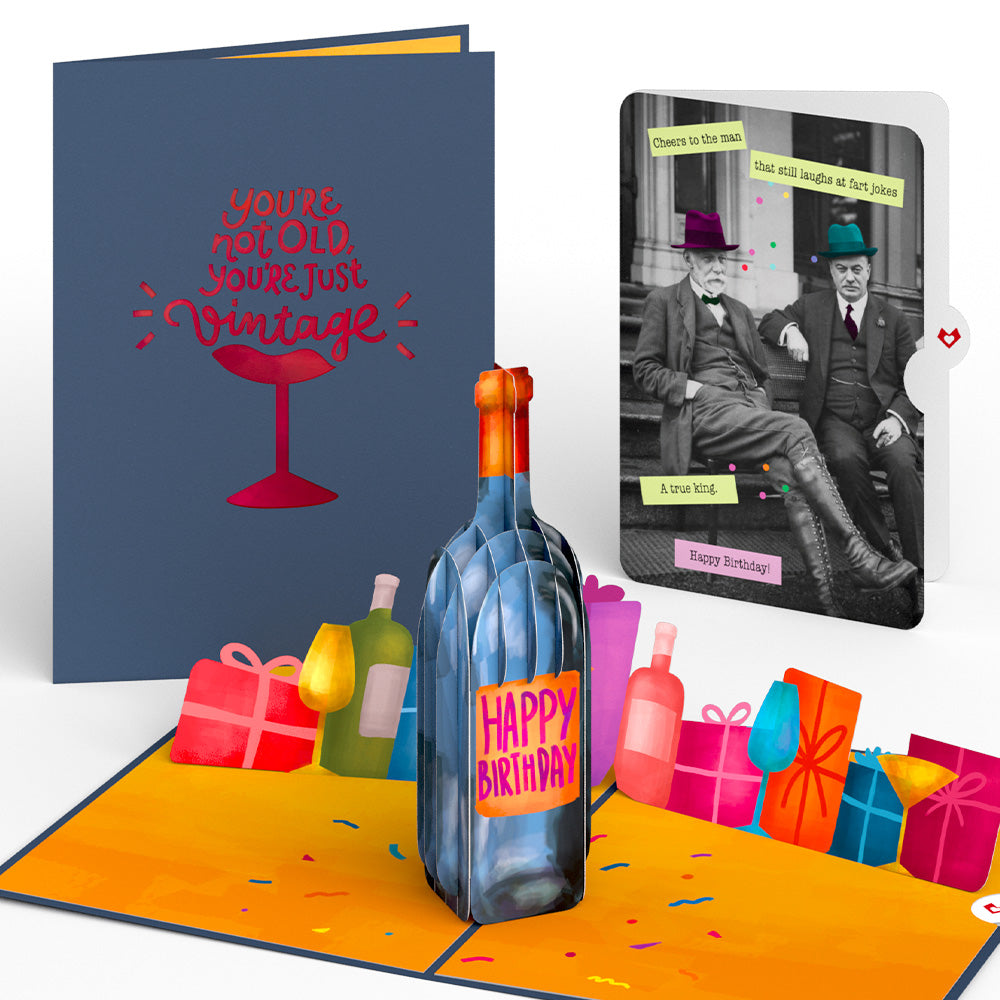 Vintage Wine Birthday Pop-Up Card and Sentiment Set for Any Man、mySite、solidvoid