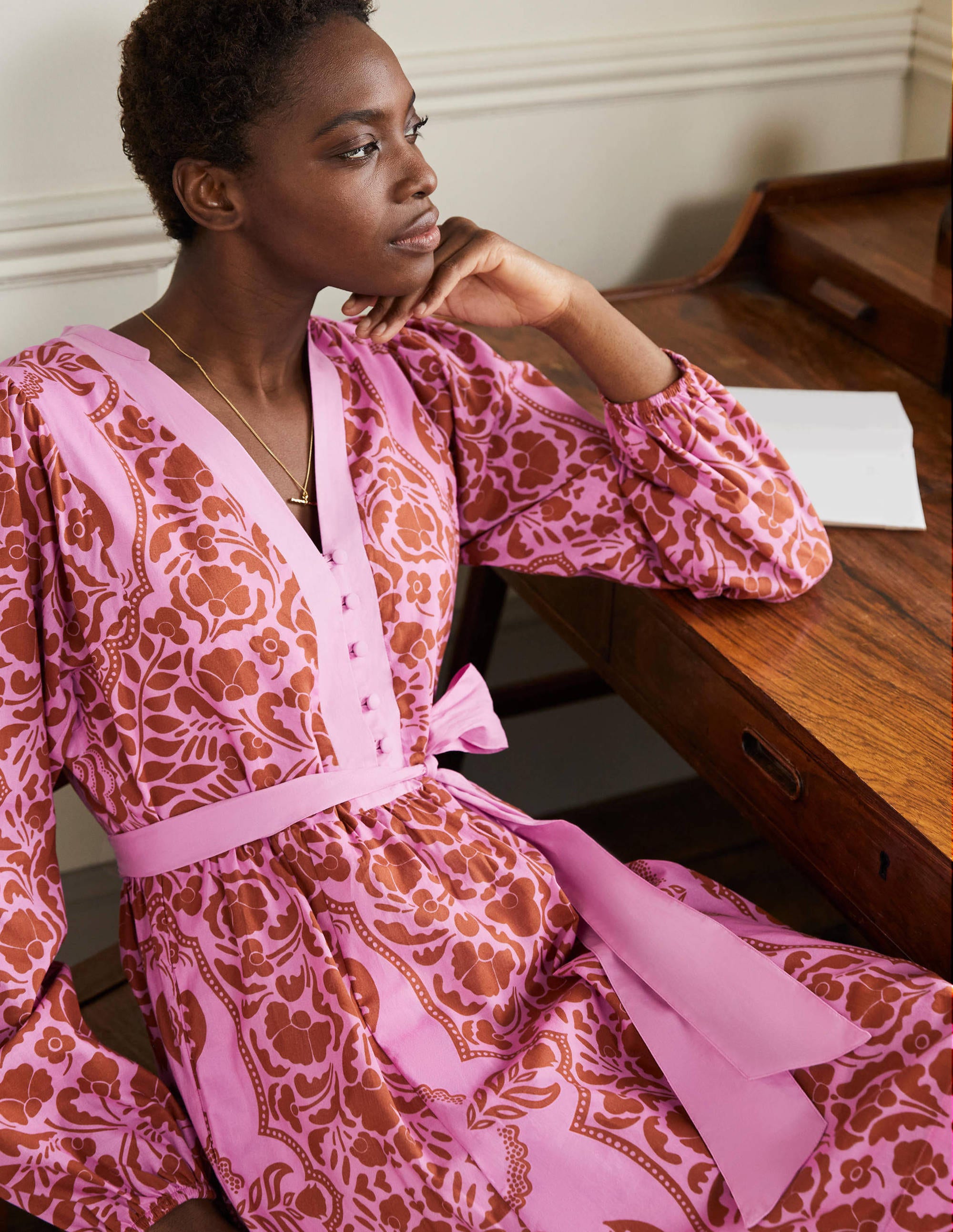  Notch Neck Cotton Dress-Orchid Petal, Passion Bloom、mySite、ashleygrahame