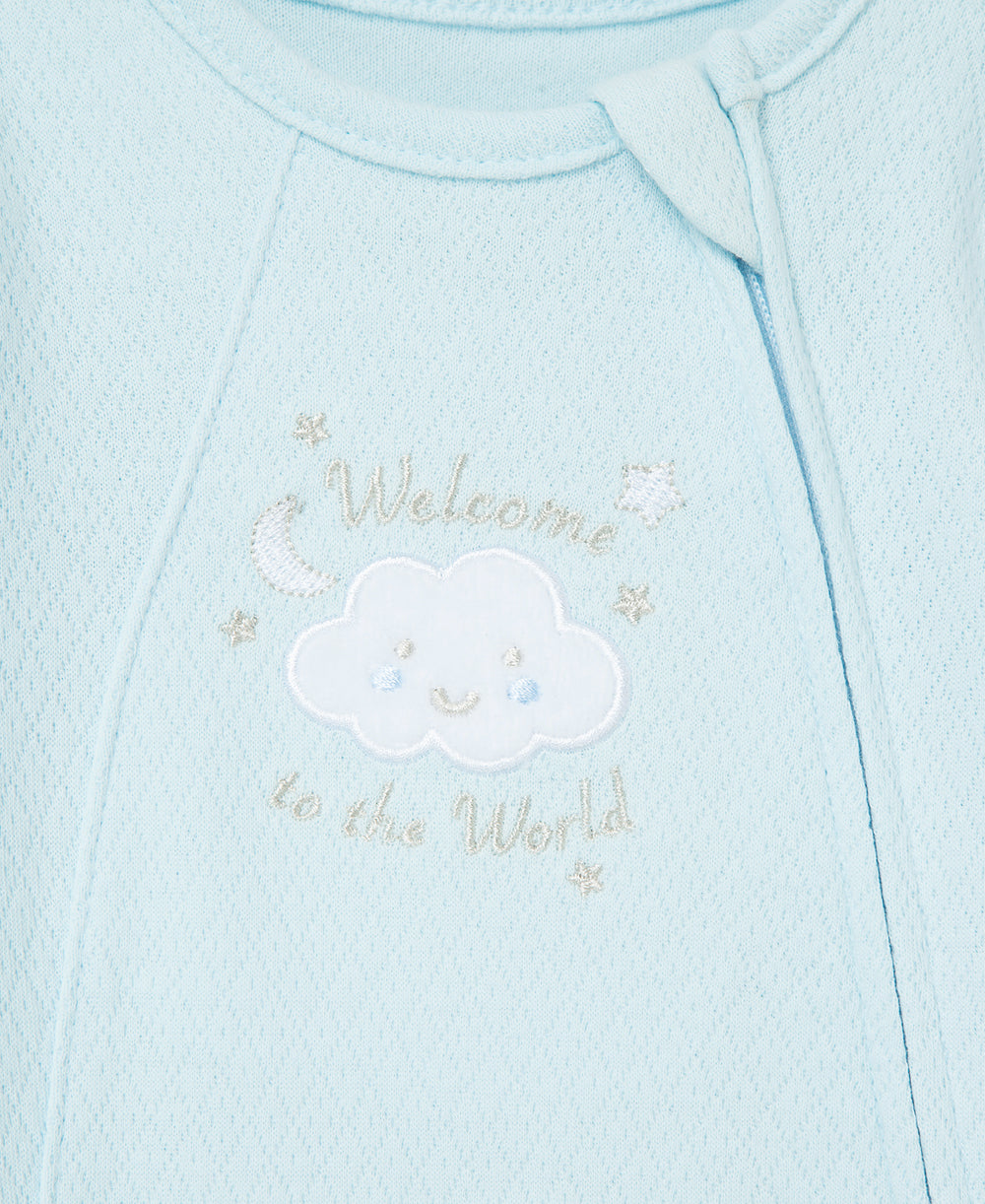  New Blue Welcome to the World Zip Front Footed One-Piece & Hat、mySite、layawaytickets