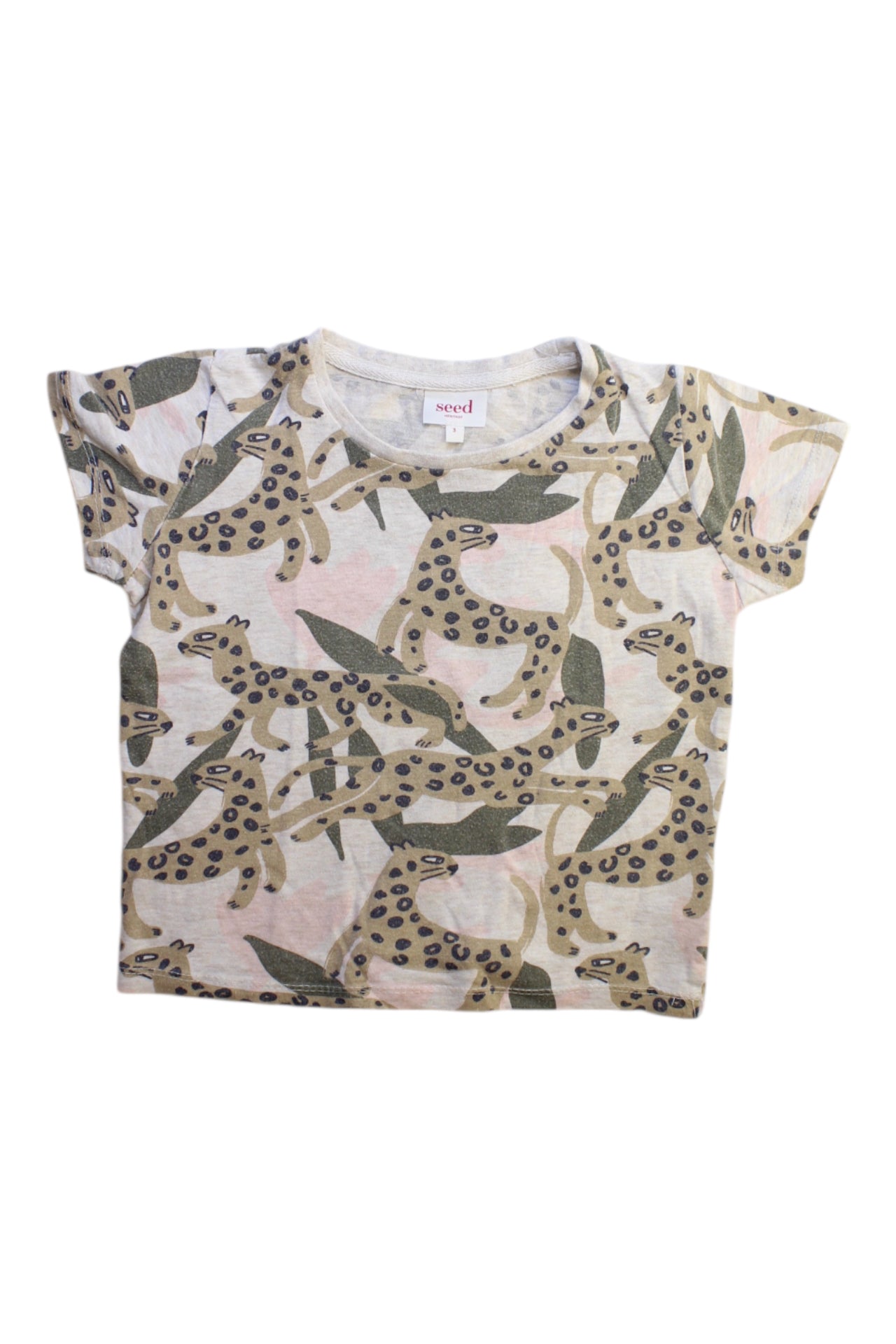 Seed Animal Print Short Sleeve T-Shirt - Size 3T、mySite、g9winljtr