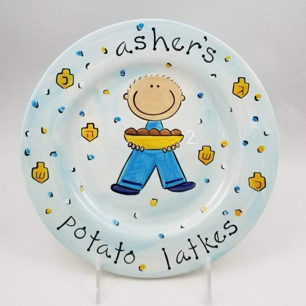 Personalized Potato Latkes Hanukkah Plate: Feminine, Masculine or Gender Neutral、mySite、topwebapps