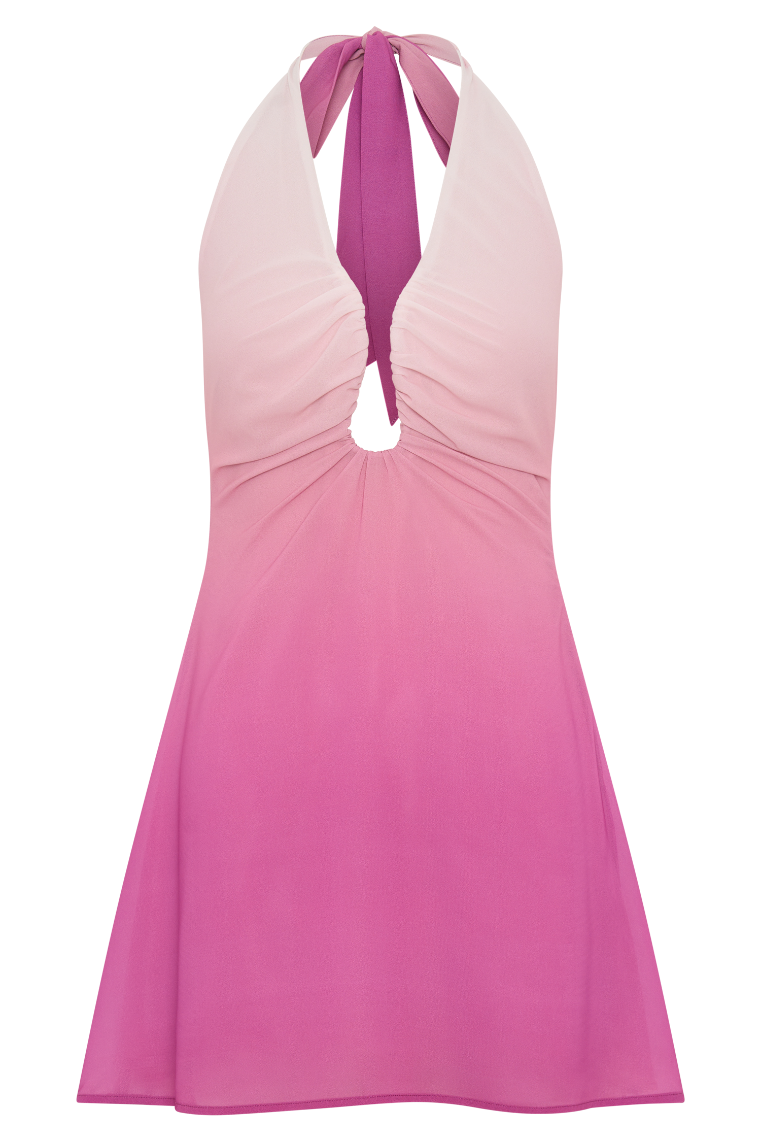 Malakhai Chiffon Halter Mini Dress - Ombre Pink、mySite、solidvoid