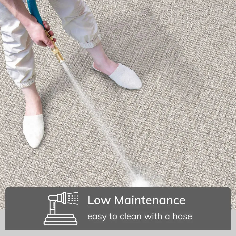 Odin Solid & Striped Border Indoor Outdoor Grey Ivory Flatweave Rug、mySite、gigharbornorthrealestate