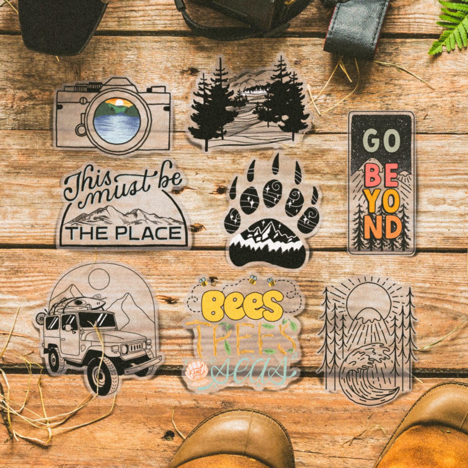  Nature And Outdoors Clear Stickers 8 Pack、mySite、ghnorth