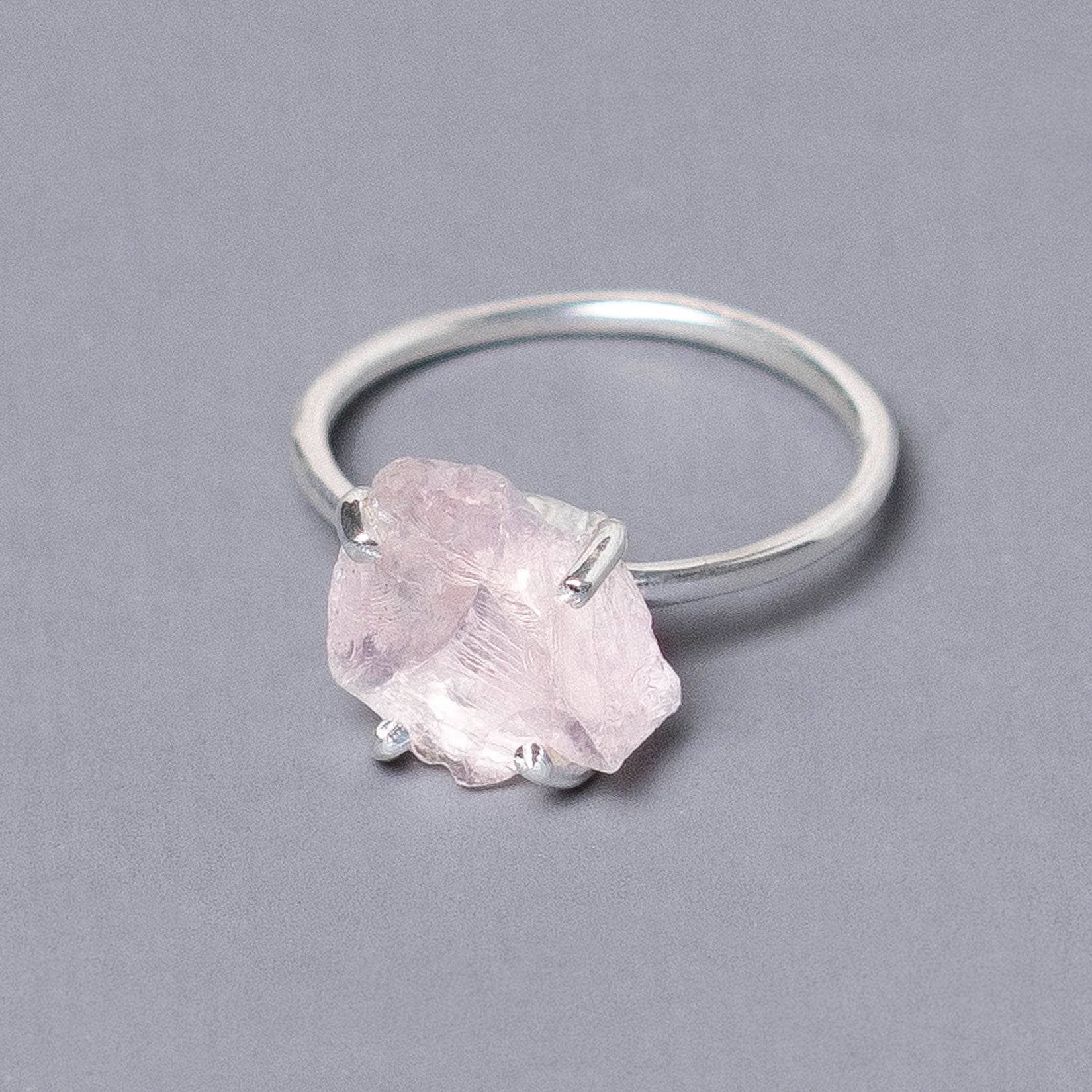 Rose Quartz Raw Freeform Gold or Silver Ring、mySite、hinf8tx79