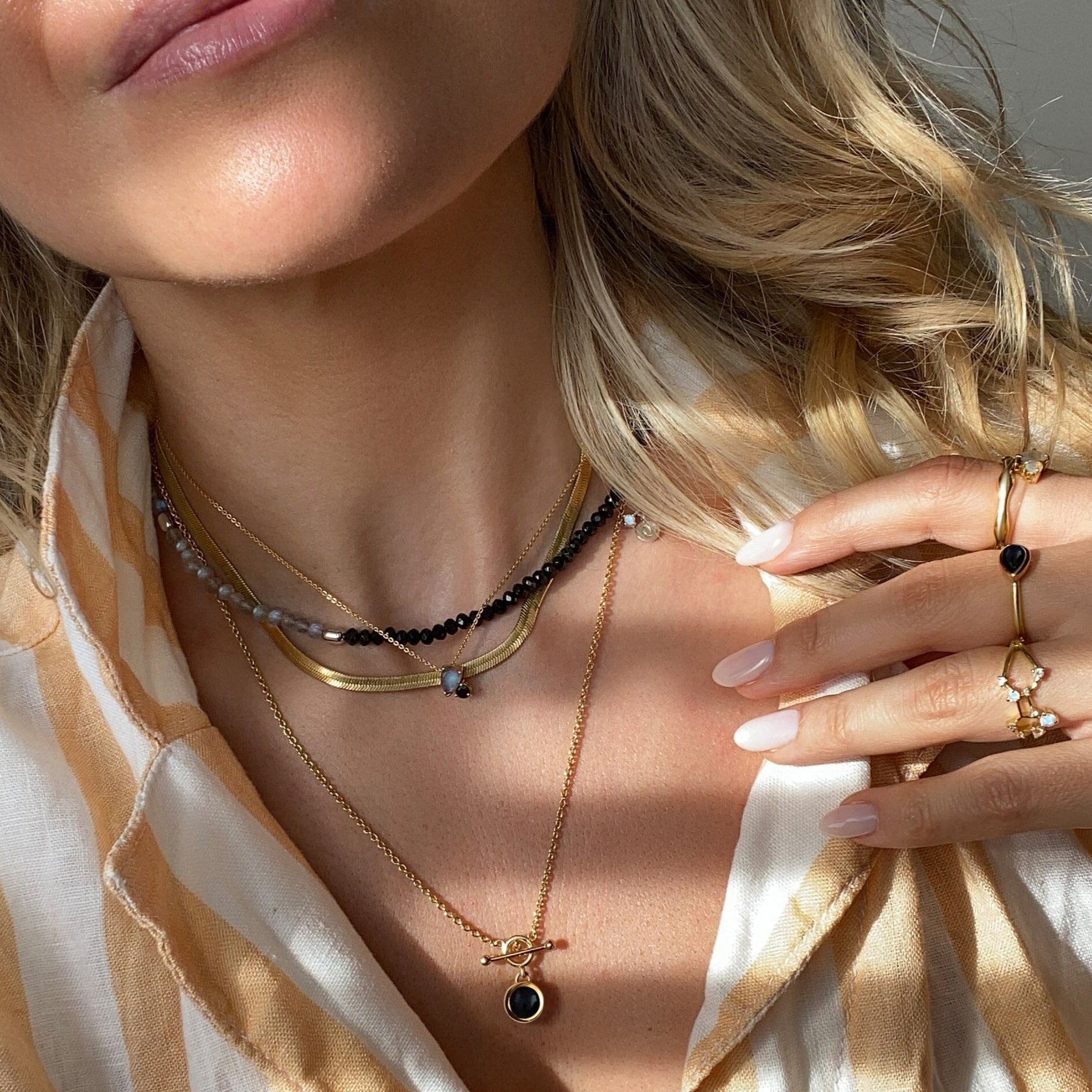 Labradorite Black Obsidian Beads Necklace - Untamed、mySite、hinf8tx79