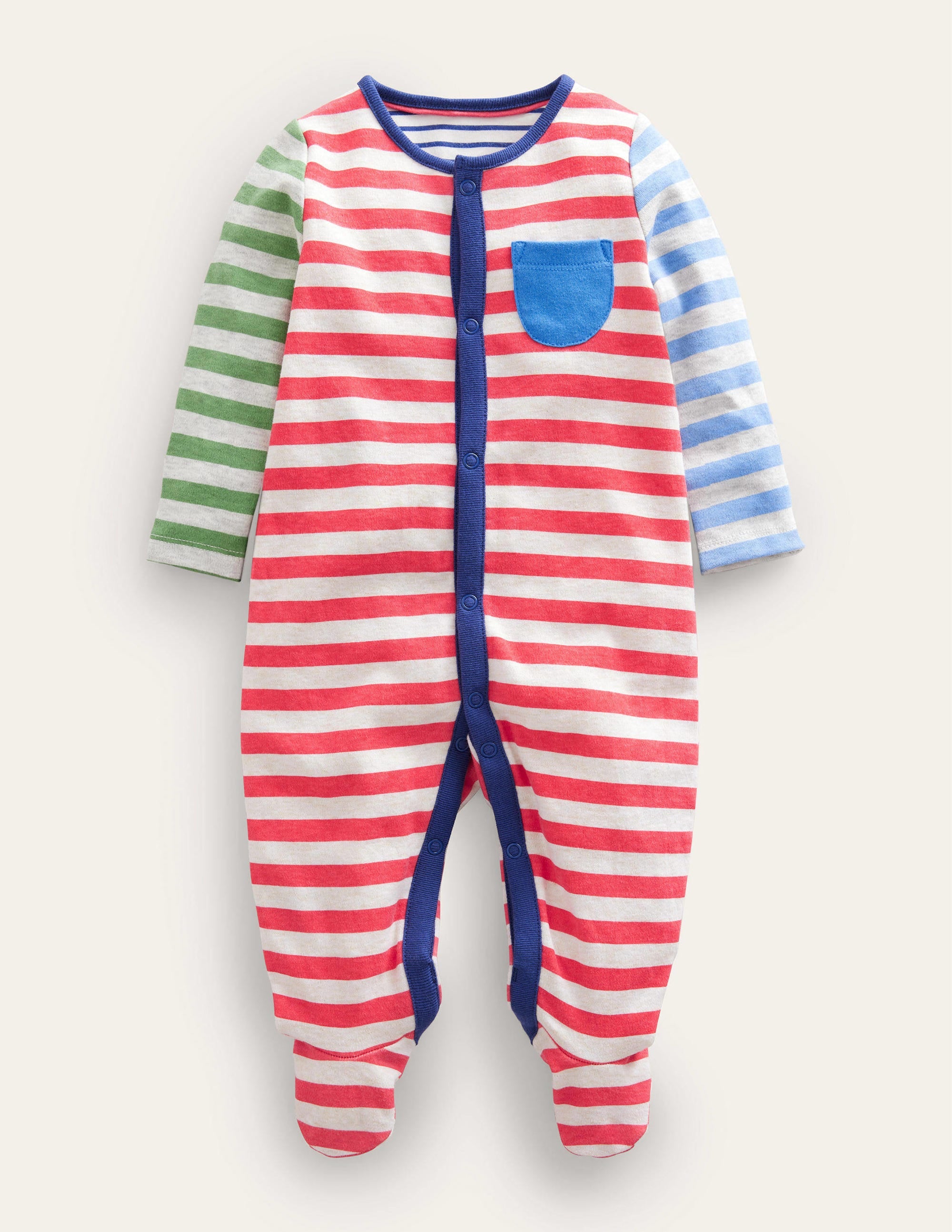  GOTS Hotchpotch Sleepsuit-Bright Multi Stripe、mySite、ashleygrahame