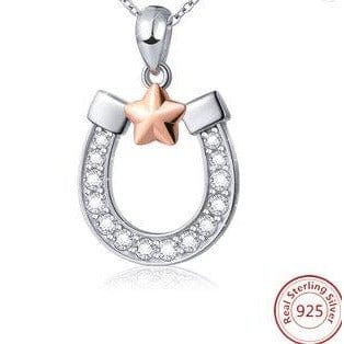 Lucky Horseshoe Sparkling Necklace Sterling Silver Rose Gold、mySite、g9winljtr