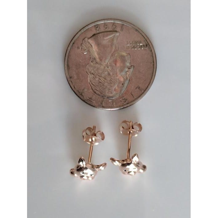 Pig Stud Earrings Keep Me In Your Heart Rose Gold Plated Sterling Silver、mySite、g9winljtr