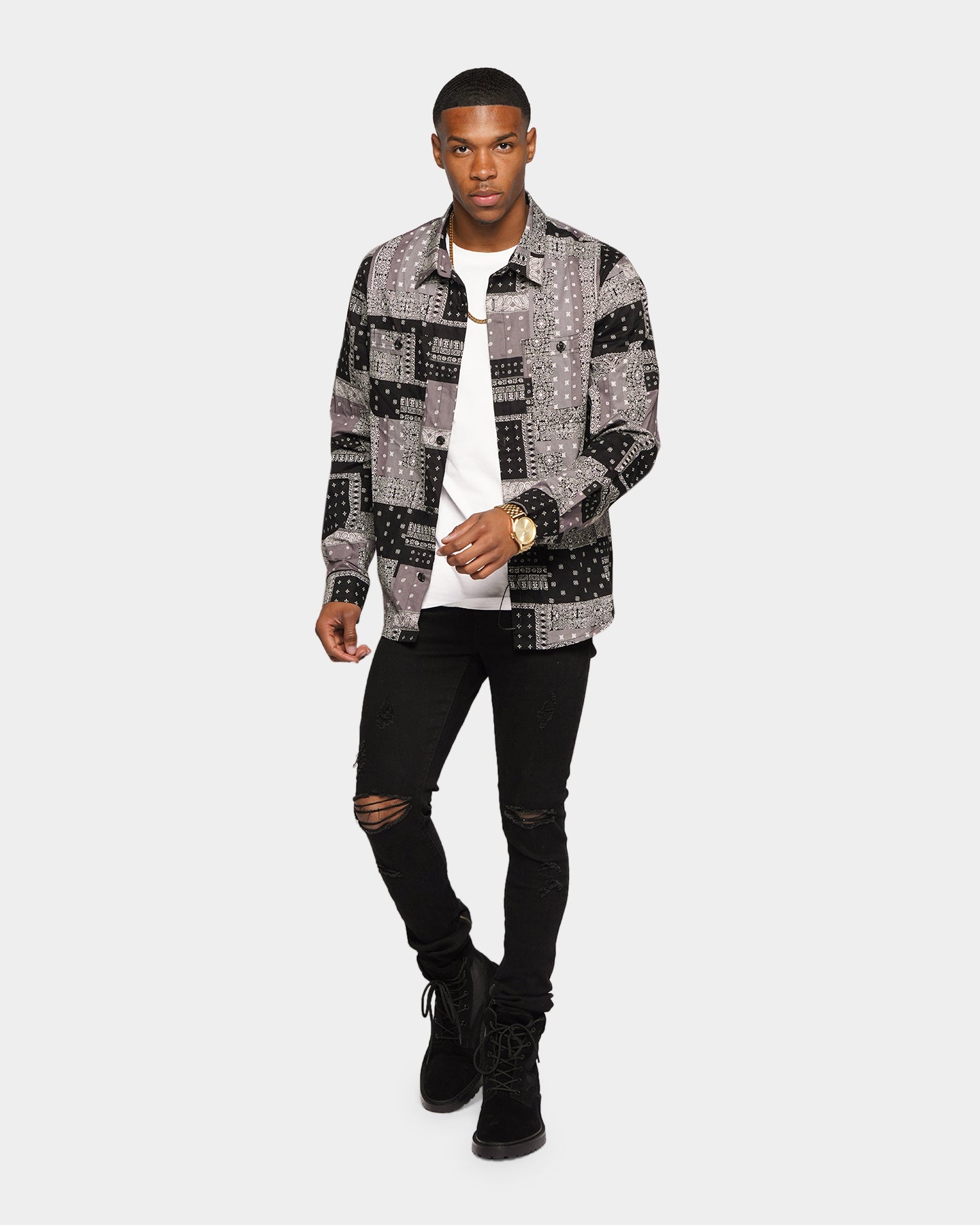 XXIII Paredea Paisley Button Up Black/White、mySite、zt4zffjzw