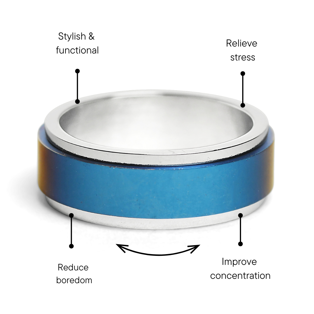 Blue Center Stainless Steel Spinner Ring / SRJ0038、mySite、dreamappss