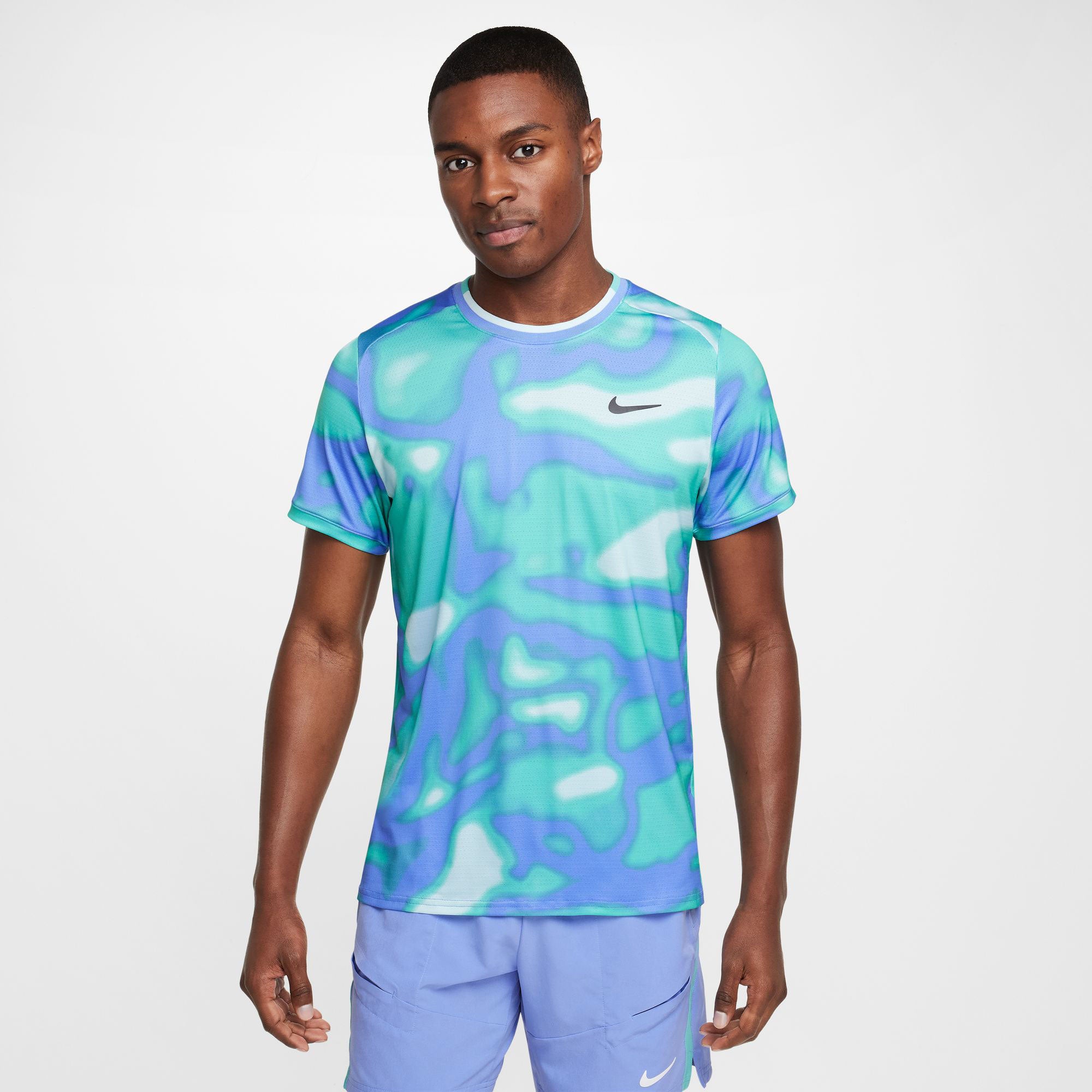 NikeCourt Advantage Men's Dri-FIT Printed Tennis Shirt、mySite、neckold