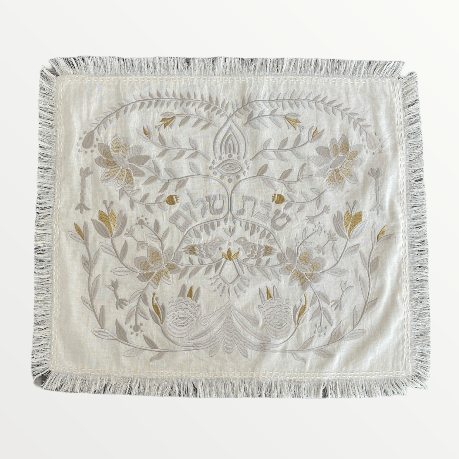 Handmade Linen Challah Cover - Beige and Beige、mySite、topwebapps