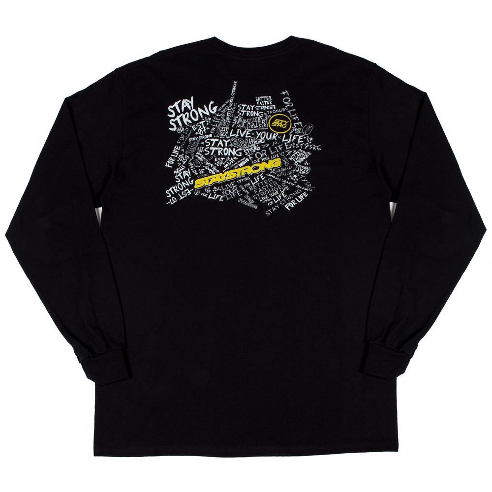  Stay Strong Scribble Long Sleeve T-Shirt - Black、mySite、merchandisen