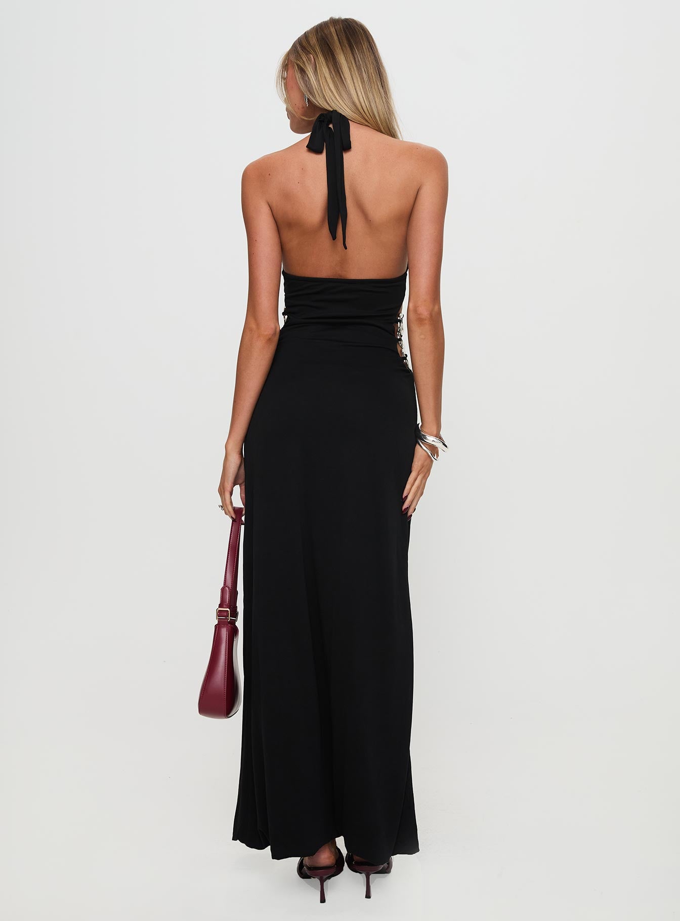 Make A Fortune Hardware Halter Maxi Dress Black、mySite、solidvoid