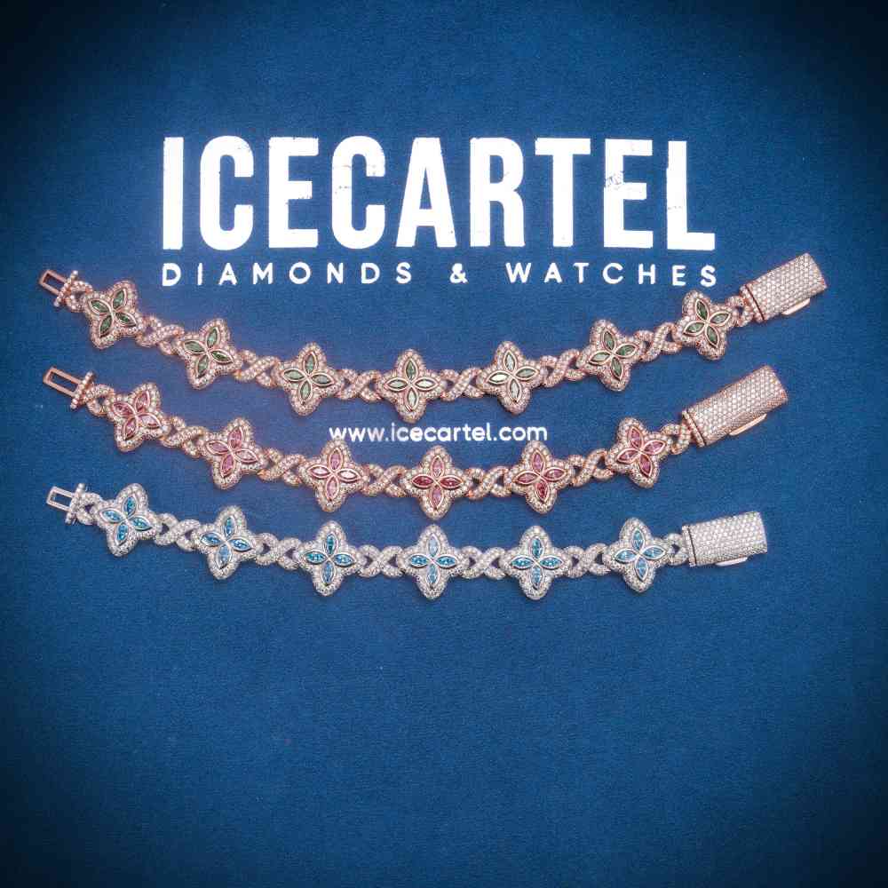 19MM Colored Moissanite 4-Leaf Clover Infinity Link Bracelet、mySite、hinf8tx79