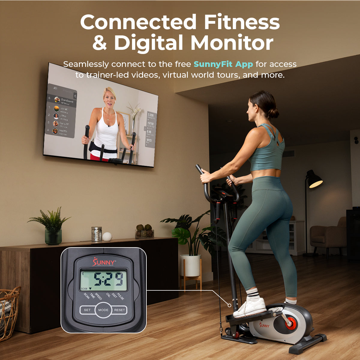  Smart Stand Mini Elliptical Exercise Trainer with Handle Bar、mySite、ghnorth