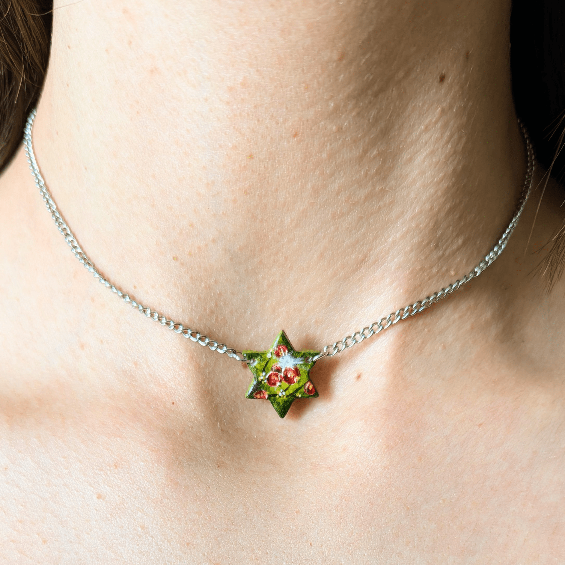 Hand-Painted Rimon Pomegranate Magen David Necklace、mySite、topwebapps