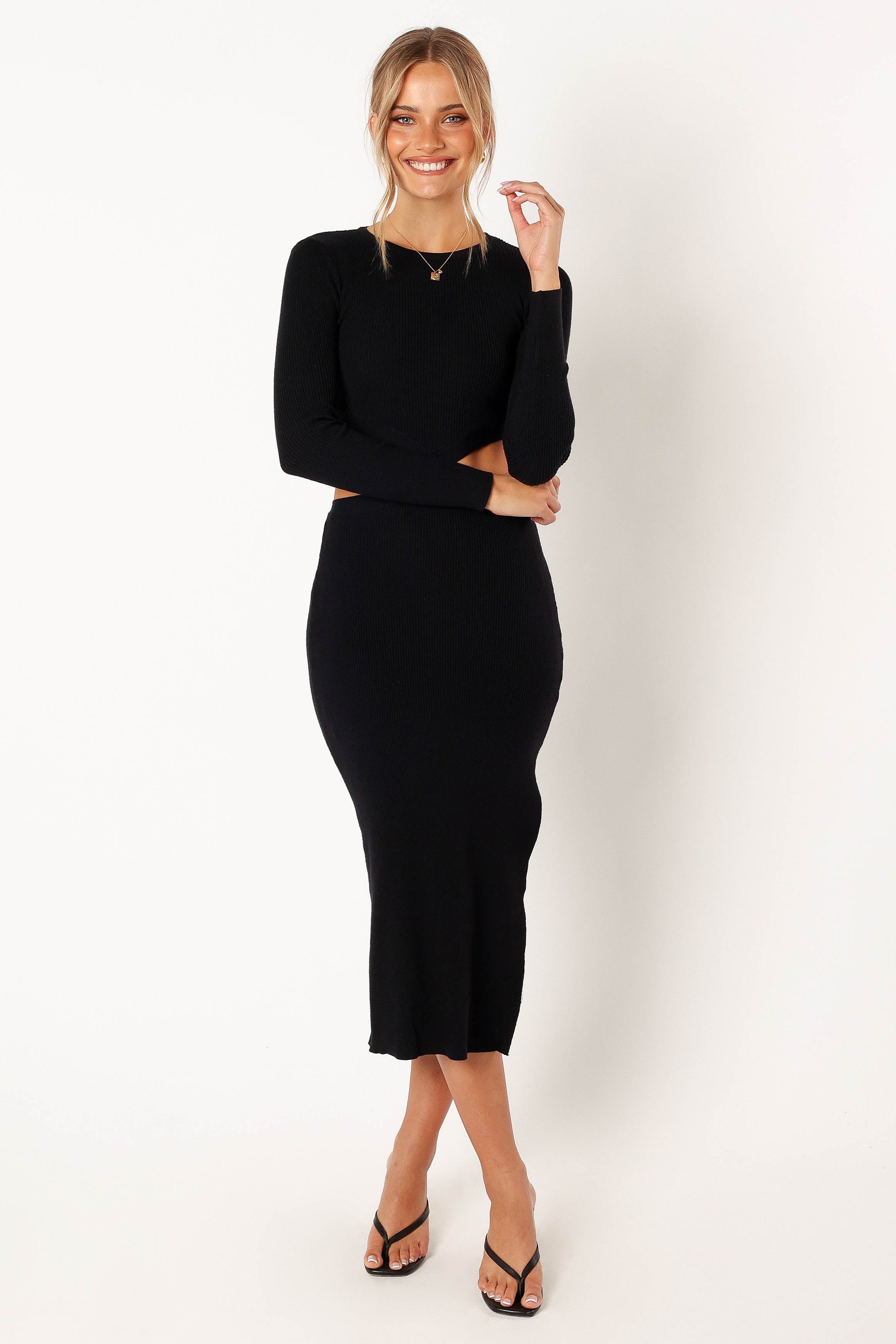  Jonah Long Sleeve Midi Dress - Black、mySite、sugarbowlscore