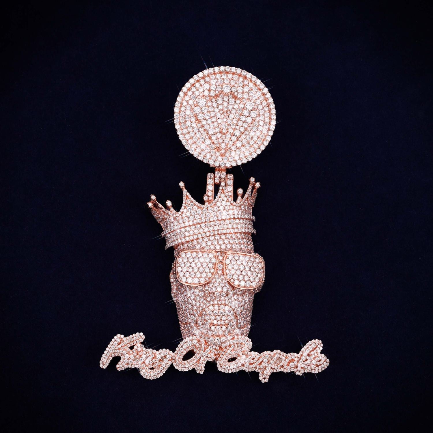 King Of Bespoke Custom Logo Moissanite Pendant 14K Gold、mySite、hinf8tx79