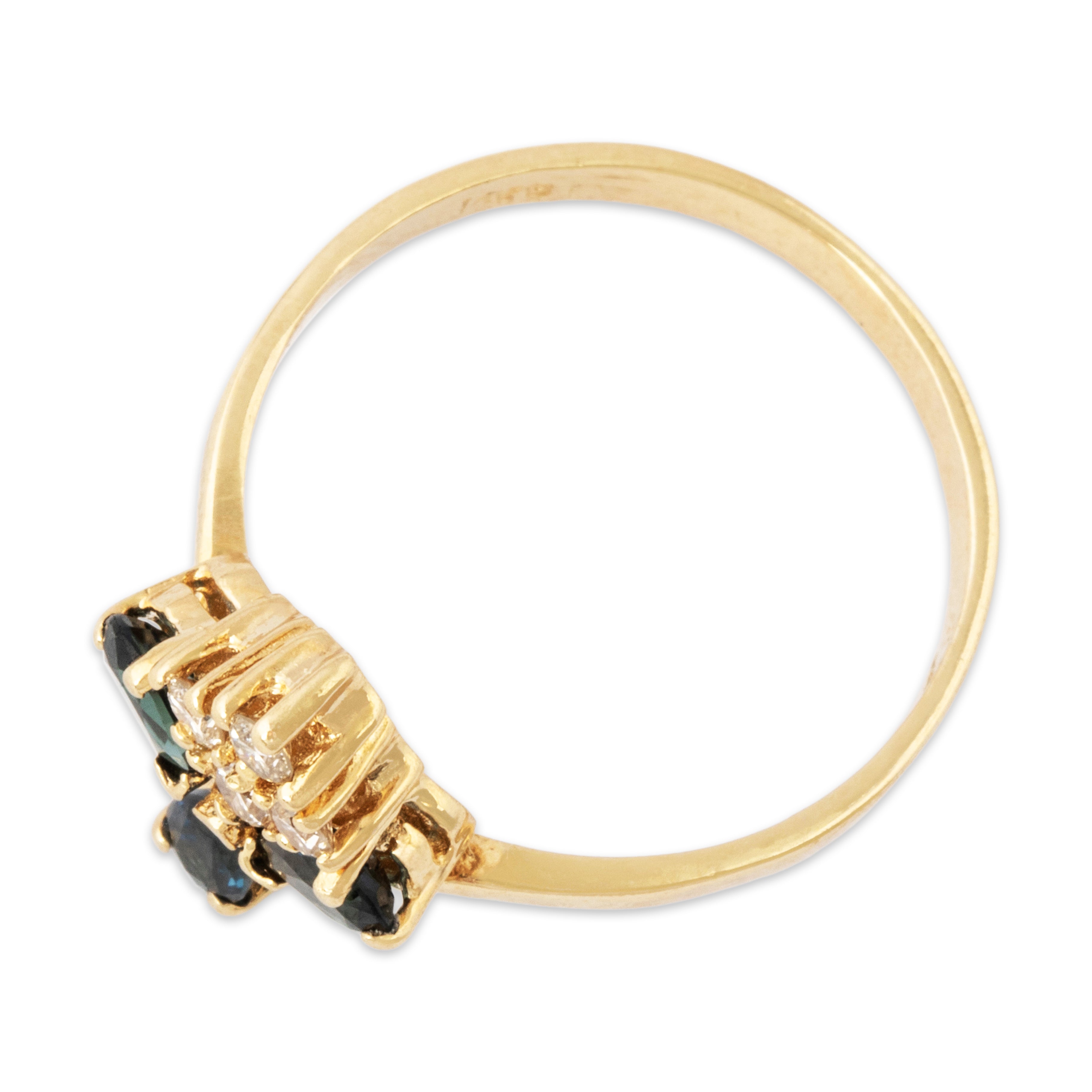 Vintage 14k Yellow Gold Blue Sapphire Diamond Ring 7.75、mySite、hinf8tx79