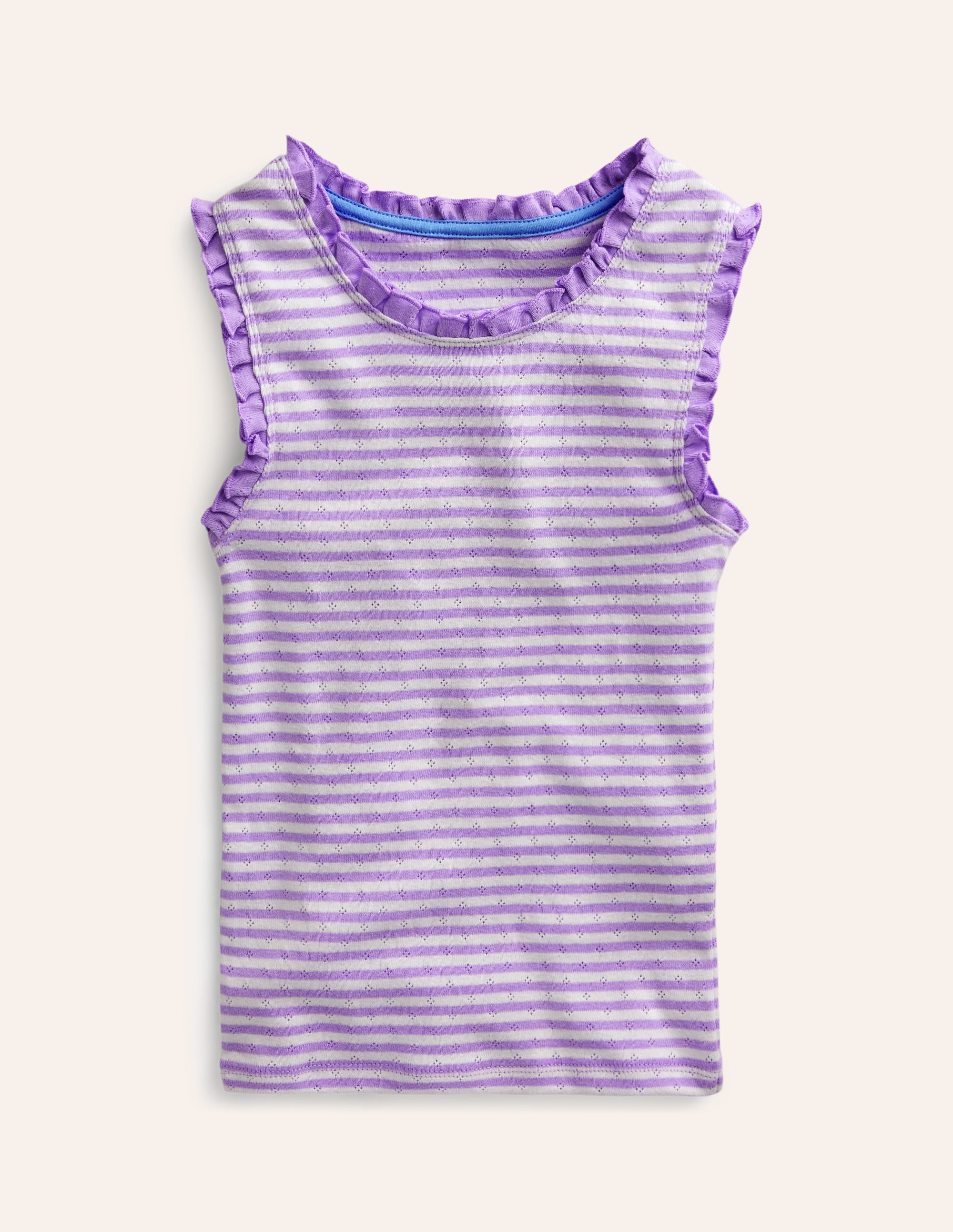  Pointelle Vest Top-Ivory/Misty Lavender Stripe、mySite、ashleygrahame