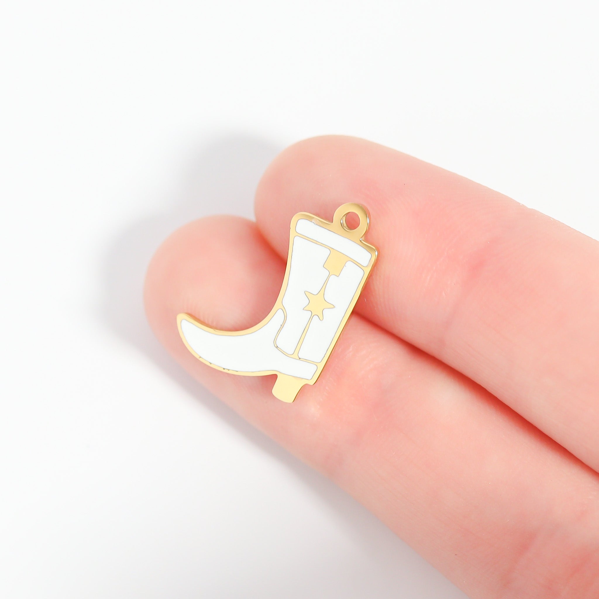 18K Gold PVD Stainless Steel Epoxy Cowboy Boot Charm / PDL0207、mySite、dreamappss
