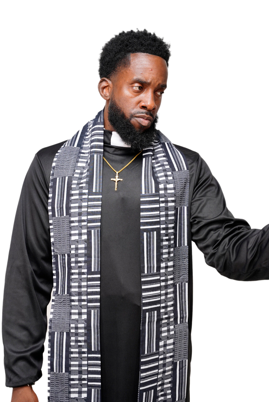 Dupsie's Kente Khumasi Royale African Print Sash with Black fringes DPBC0795S、mySite、solidvoid