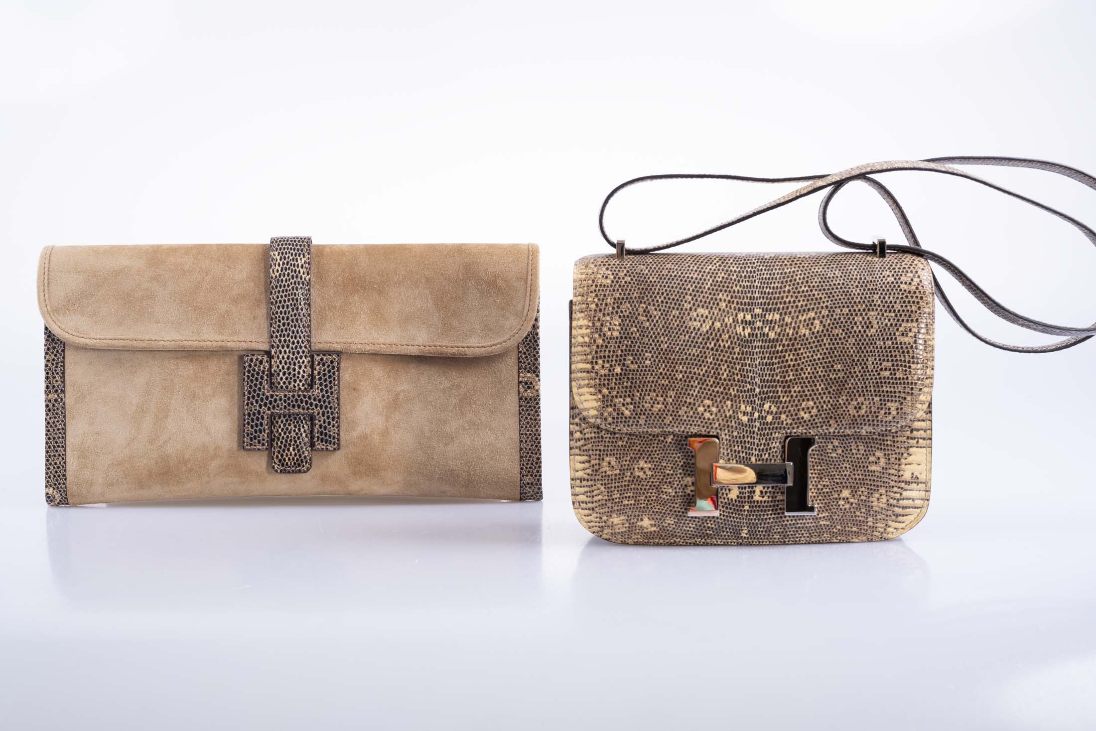 Hermès Jige Elan Clutch Sable Doblis Suede and Ombré Lizard、mySite、garminoutage.com