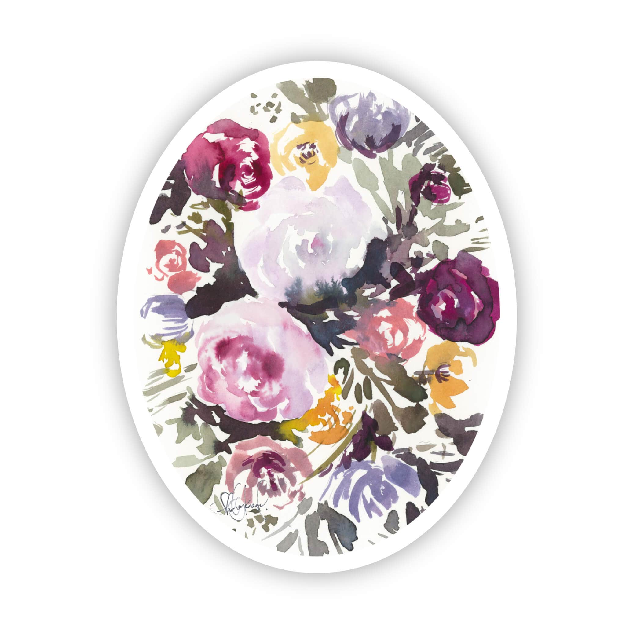  Flower bouquet watercolor sticker - pink & purple、mySite、ghnorth