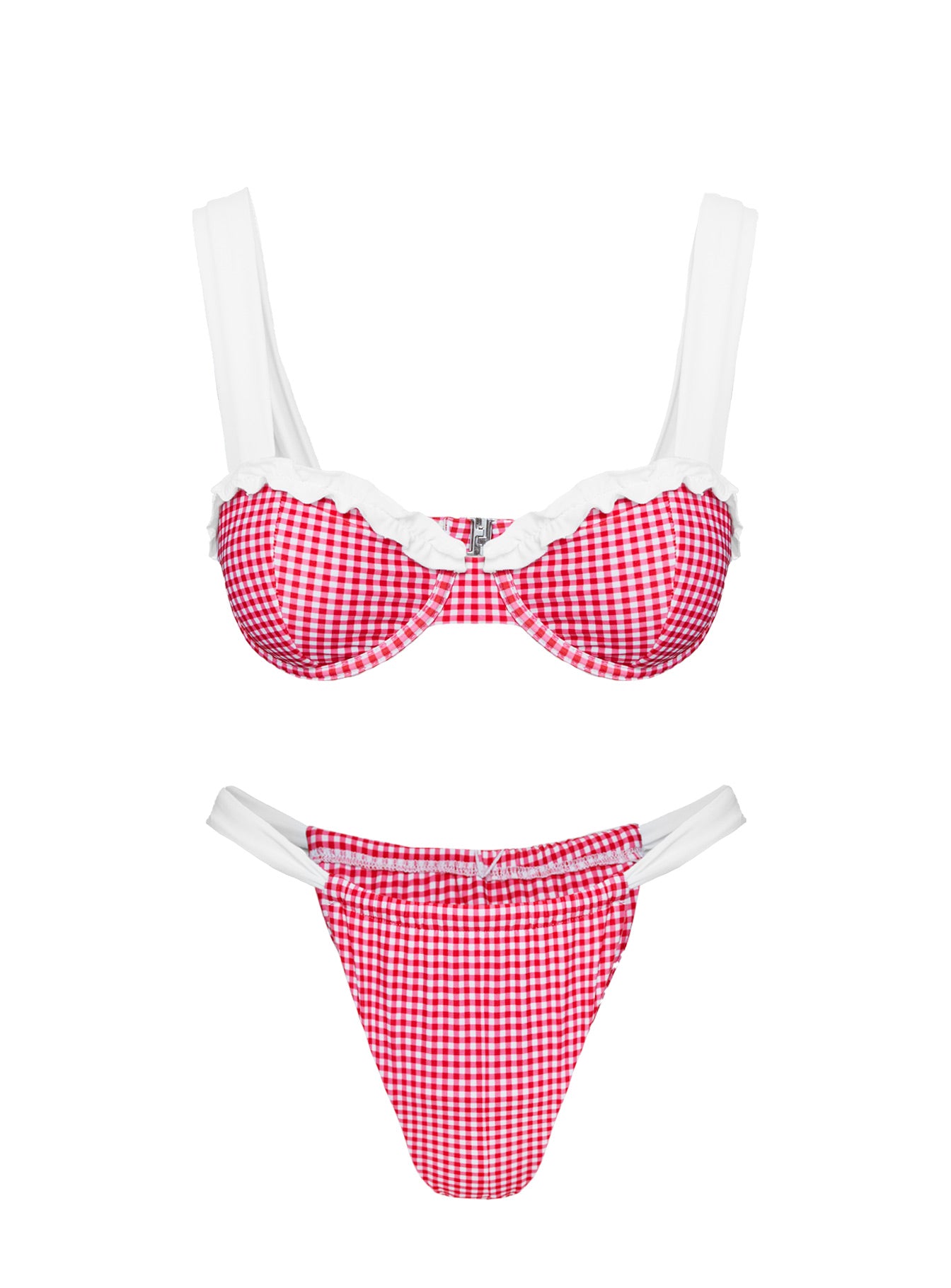 Summer Season Ruched Side Bikini Bottoms Red Gingham、mySite、solidvoid
