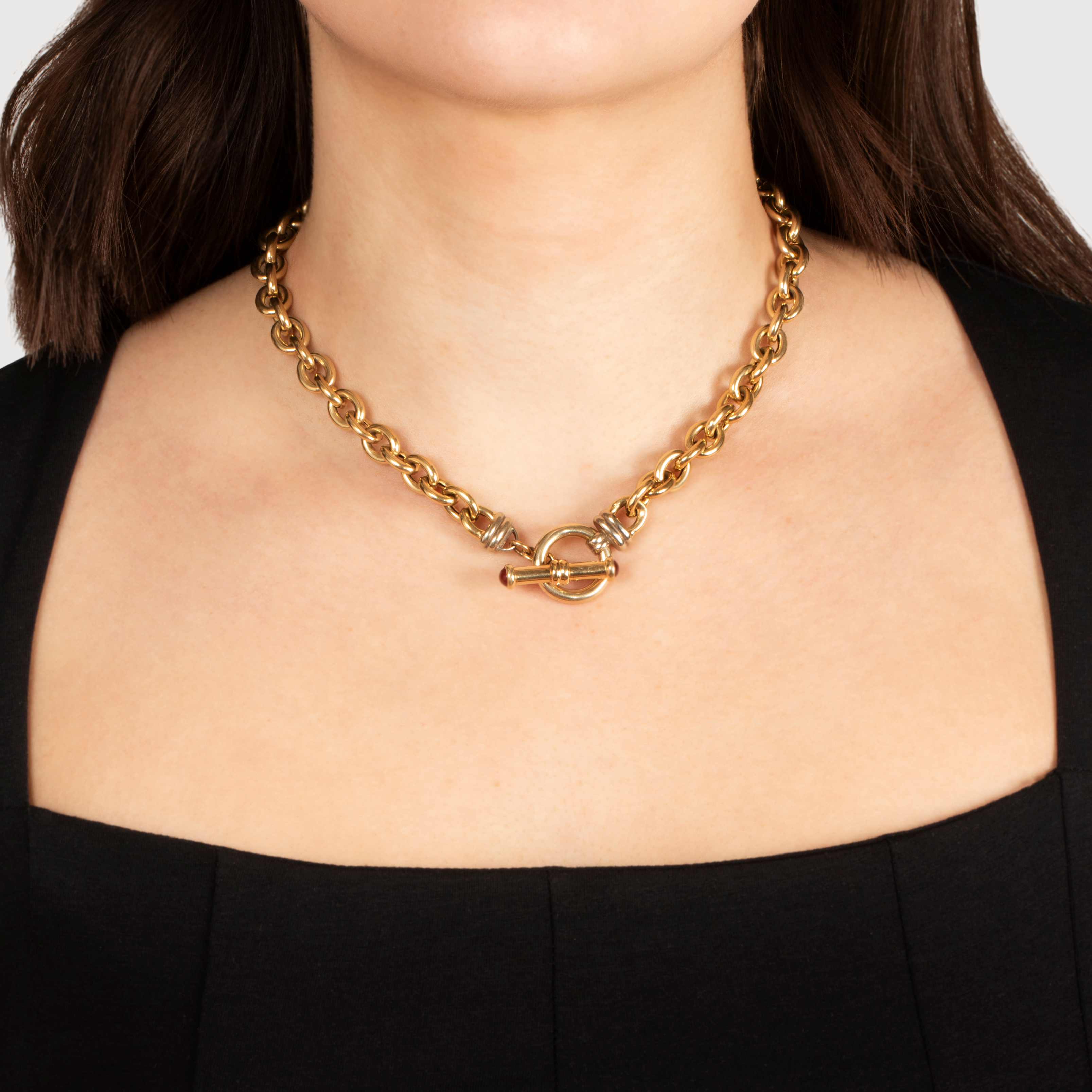 Vintage 14k Yellow Gold Carnelian Toggle Chain / Necklace 17、mySite、hinf8tx79