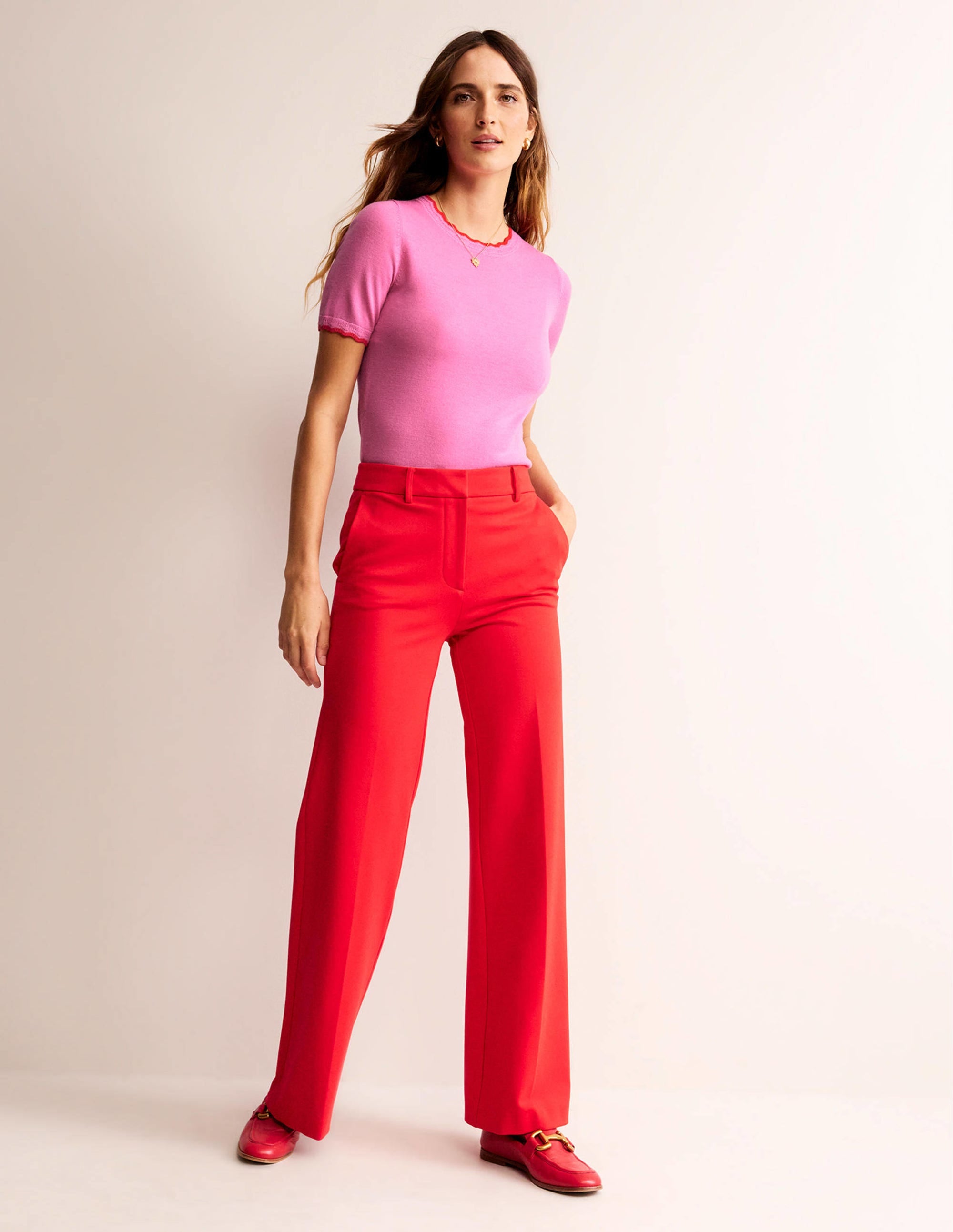  Merino Scalloped T-shirt-Mid Pink、mySite、ashleygrahame