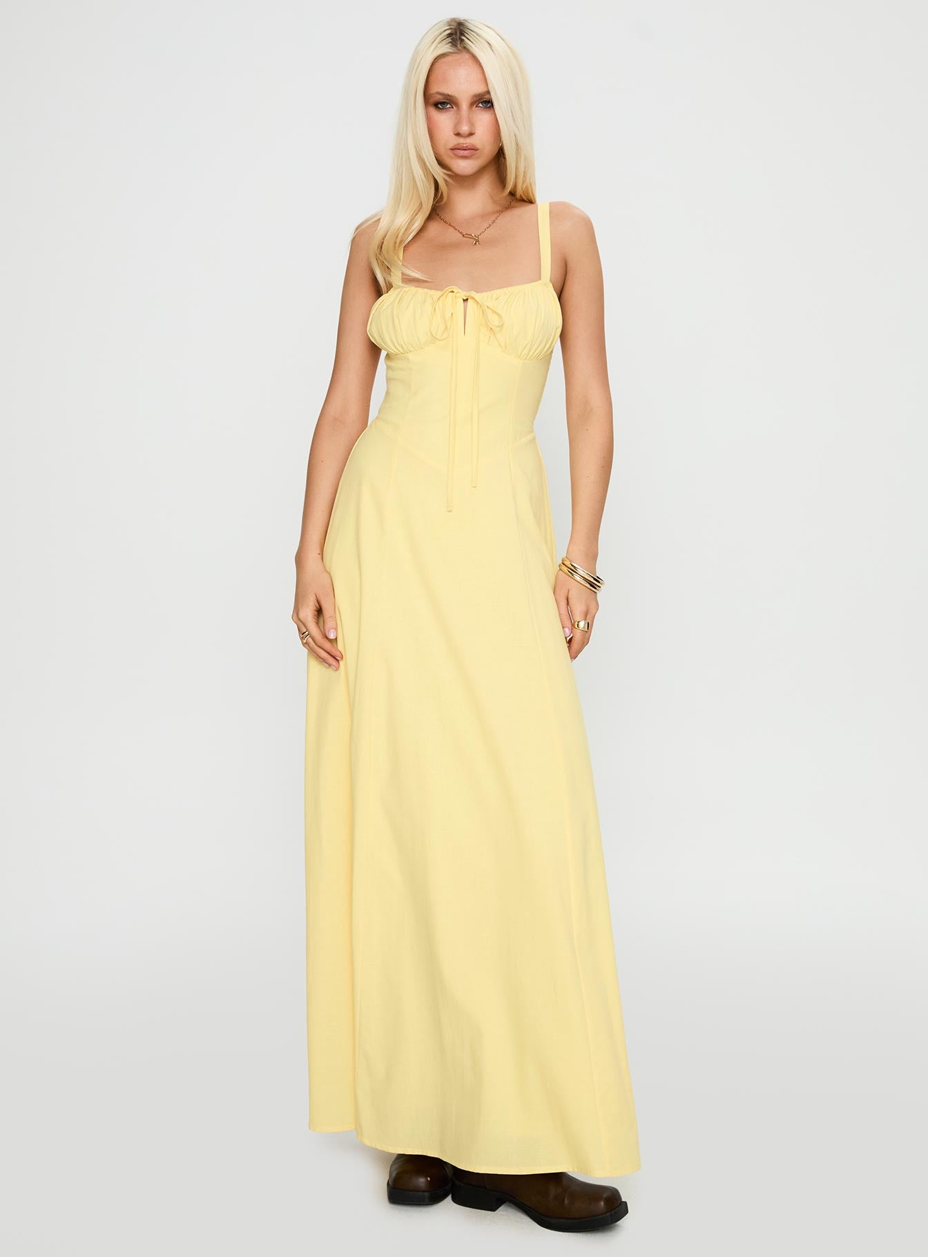 Leticia Maxi Dress Lemon、mySite、solidvoid