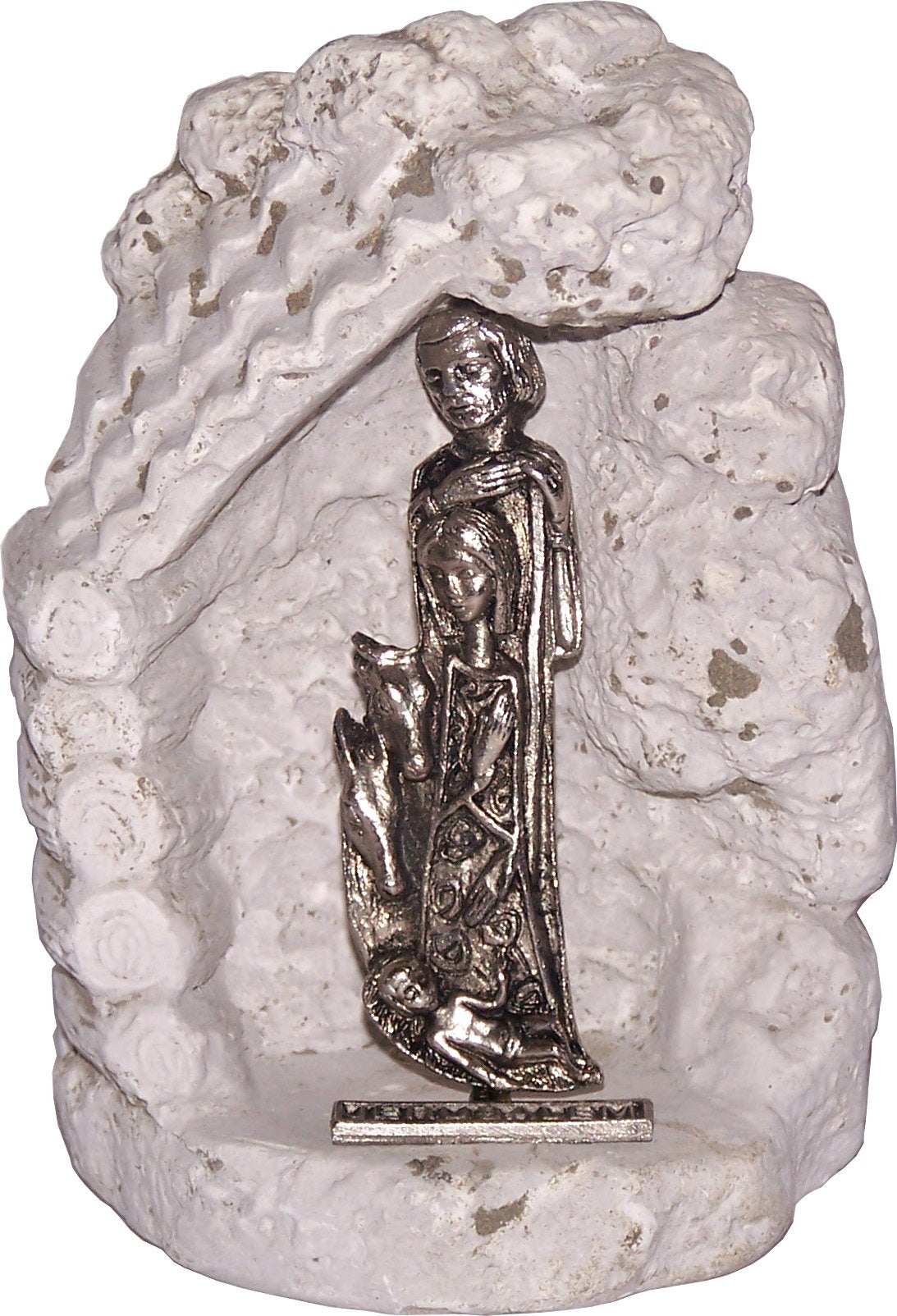  Pewter Nativity in modern style inside sculptured resin cave - from the Holy Land、mySite、elrpsem3k
