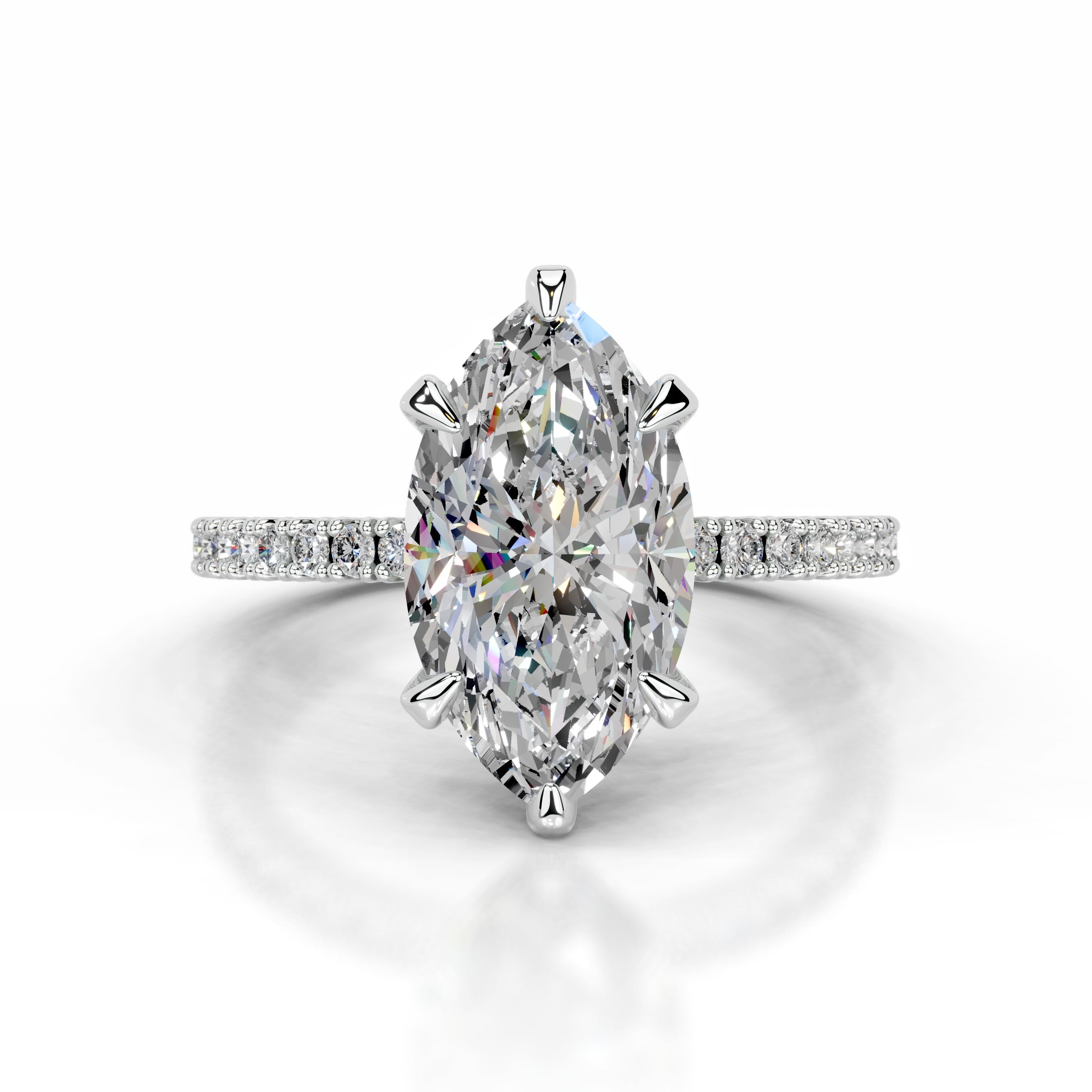 Luisana Moissanite & Diamond Ring - 18K White Gold、mySite、hinf8tx79
