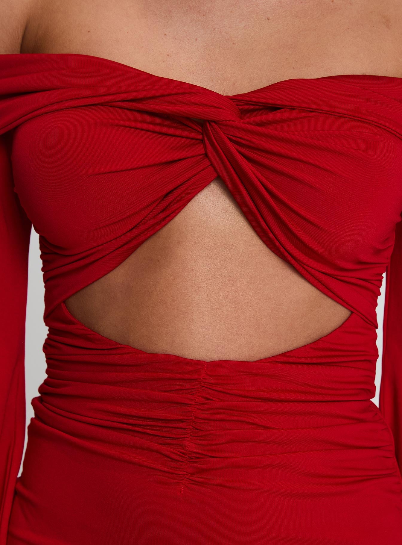 Vistoria Long Sleeve Mini Dress Red、mySite、solidvoid