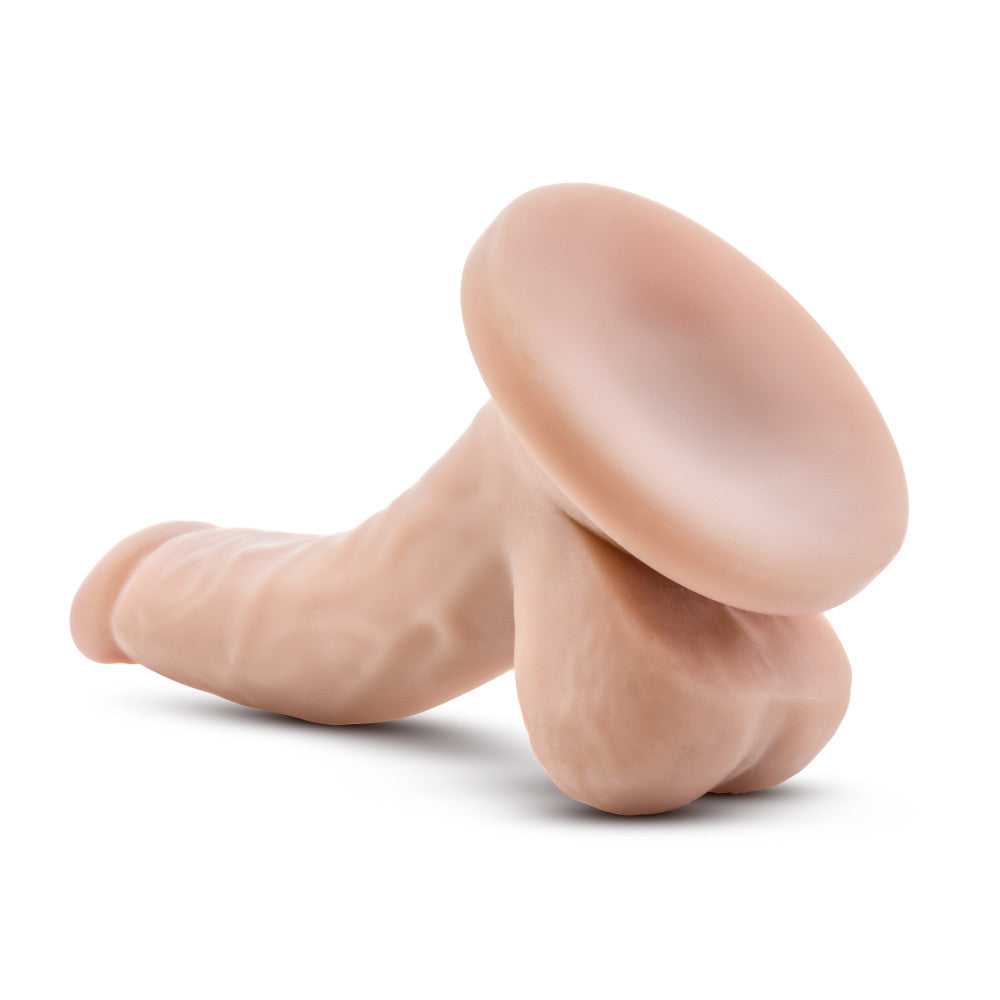 Dr. Skin By Blush® | Realistic Curved G-Spot Beige 4.75-Inch Long Dildo With Balls & Suction Cup Base、mySite、bottomscart