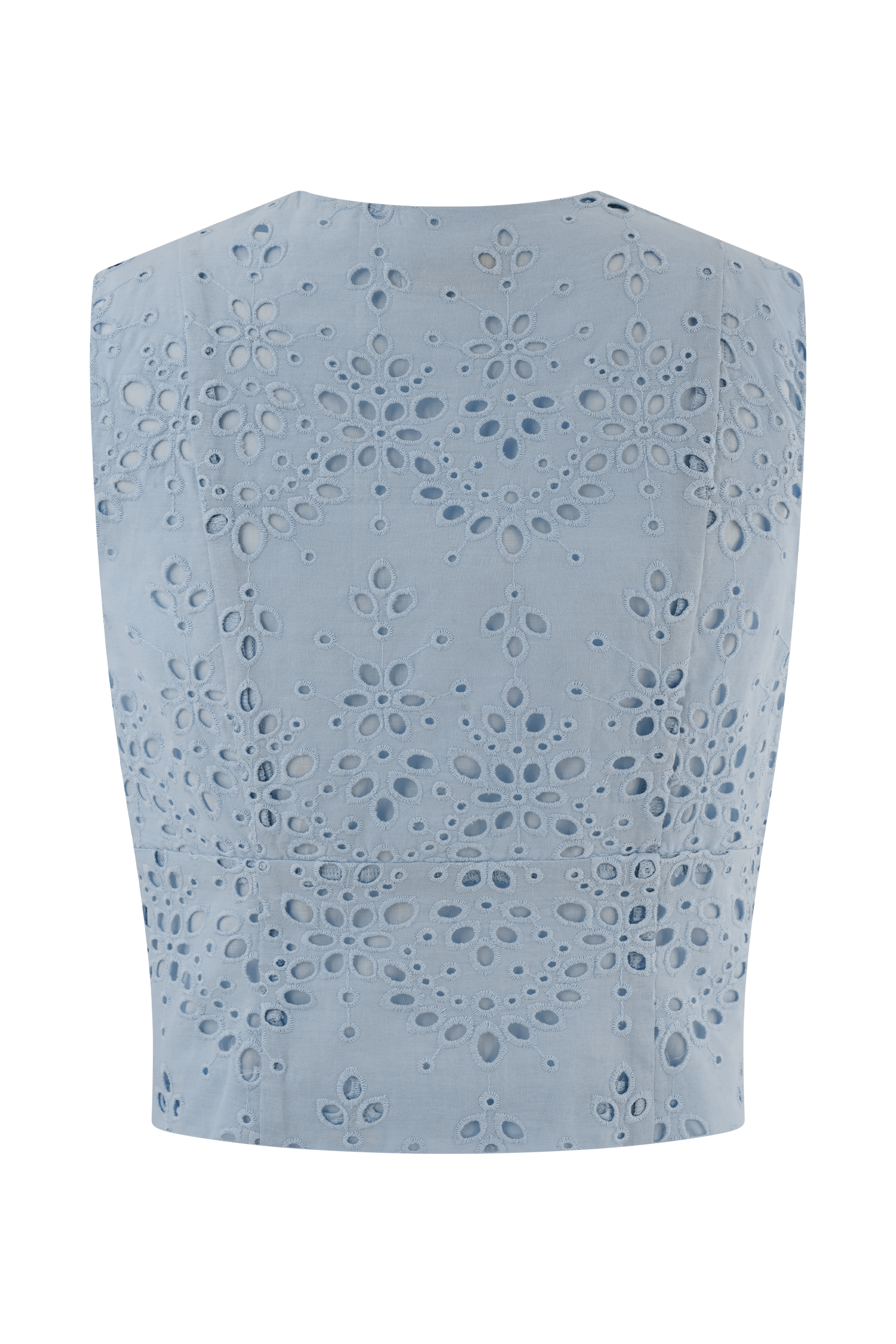 Arla Sleeveless Broderie Top - Pale Cornflower Blue、mySite、solidvoid